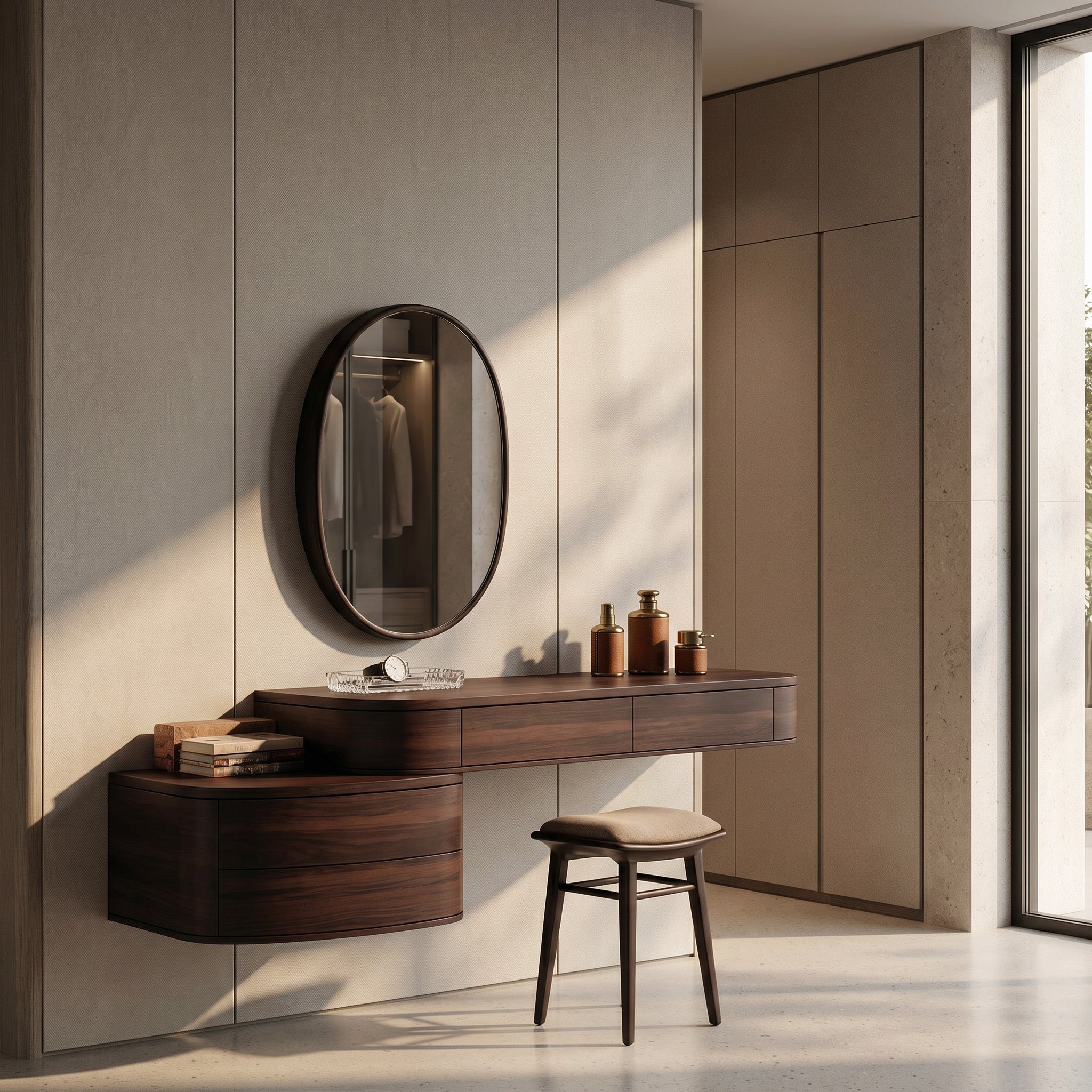 Modern Wooden Wall Mounted Makeup Vanity For Bedroom RTTHHNVAN020