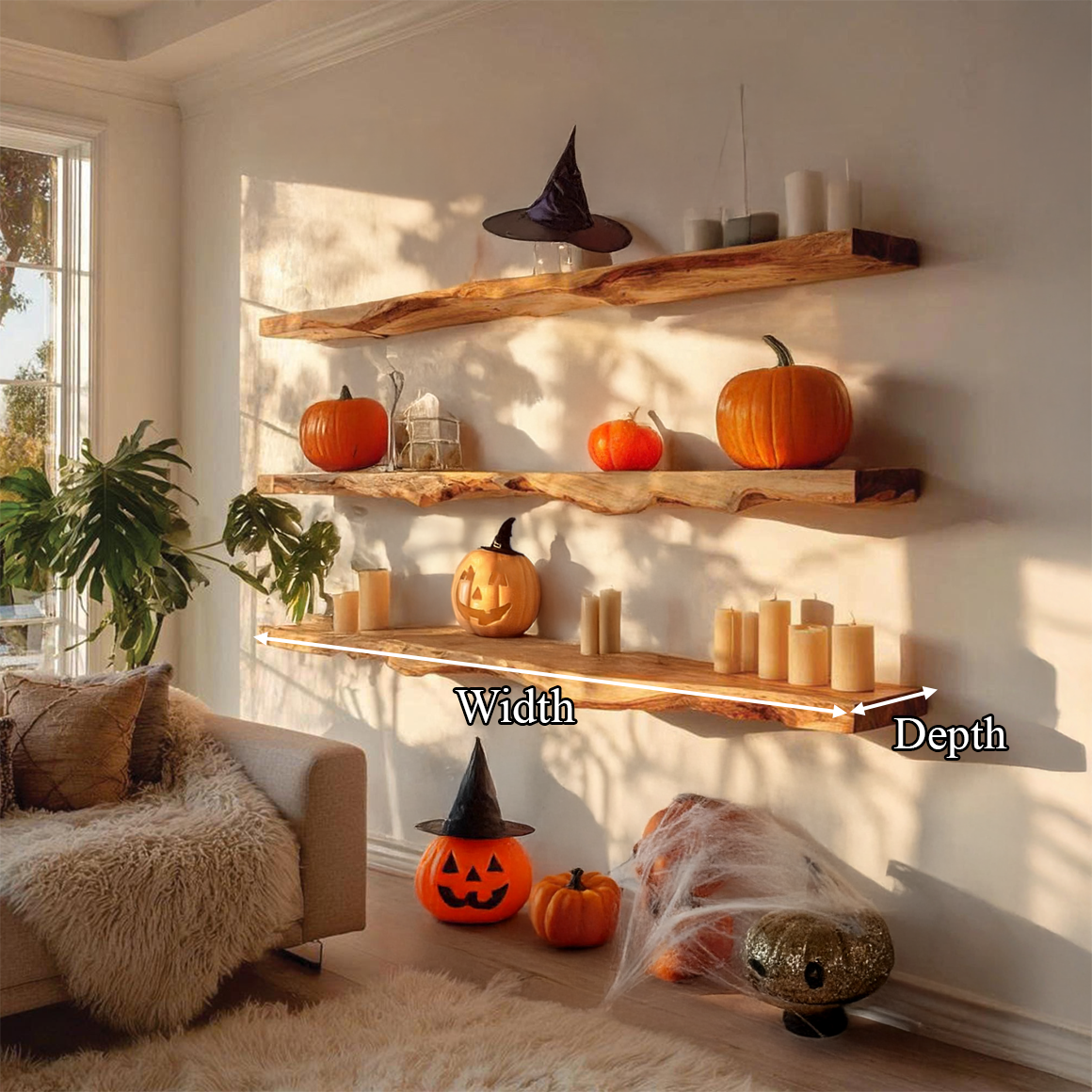 Rustic Halloween Floating Shelf Entryway SINLSAHW010