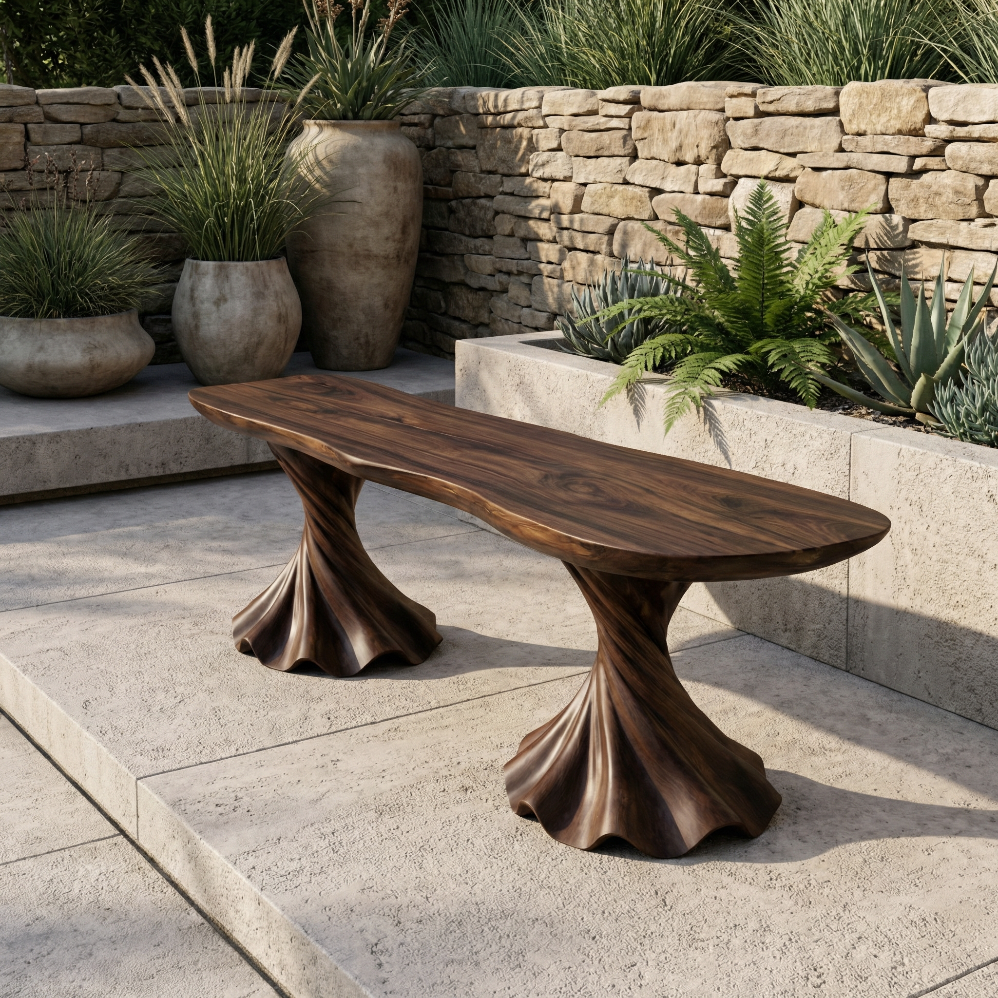 Rustic Bench Solid Wood Twisted Pedestal Base Entryway SINLHARS094