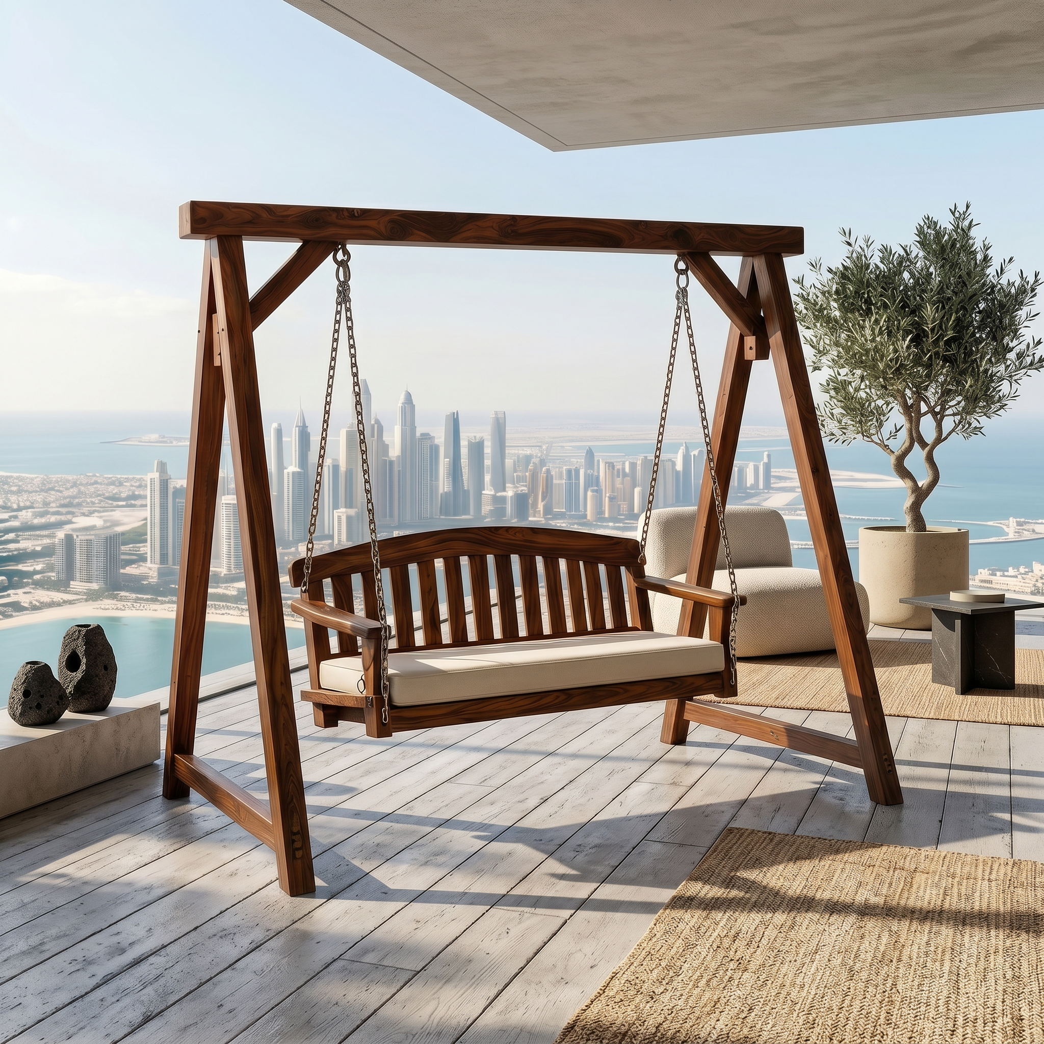 Modern Wooden Porch Swing Penthouse Living Space SILDTTRSWI012