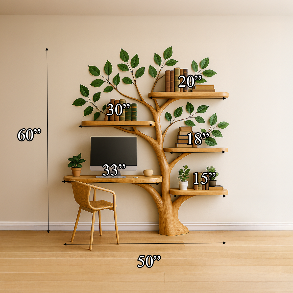 Tree Bookshelf Desk Mid Century Living Bedroom SINLSATB272