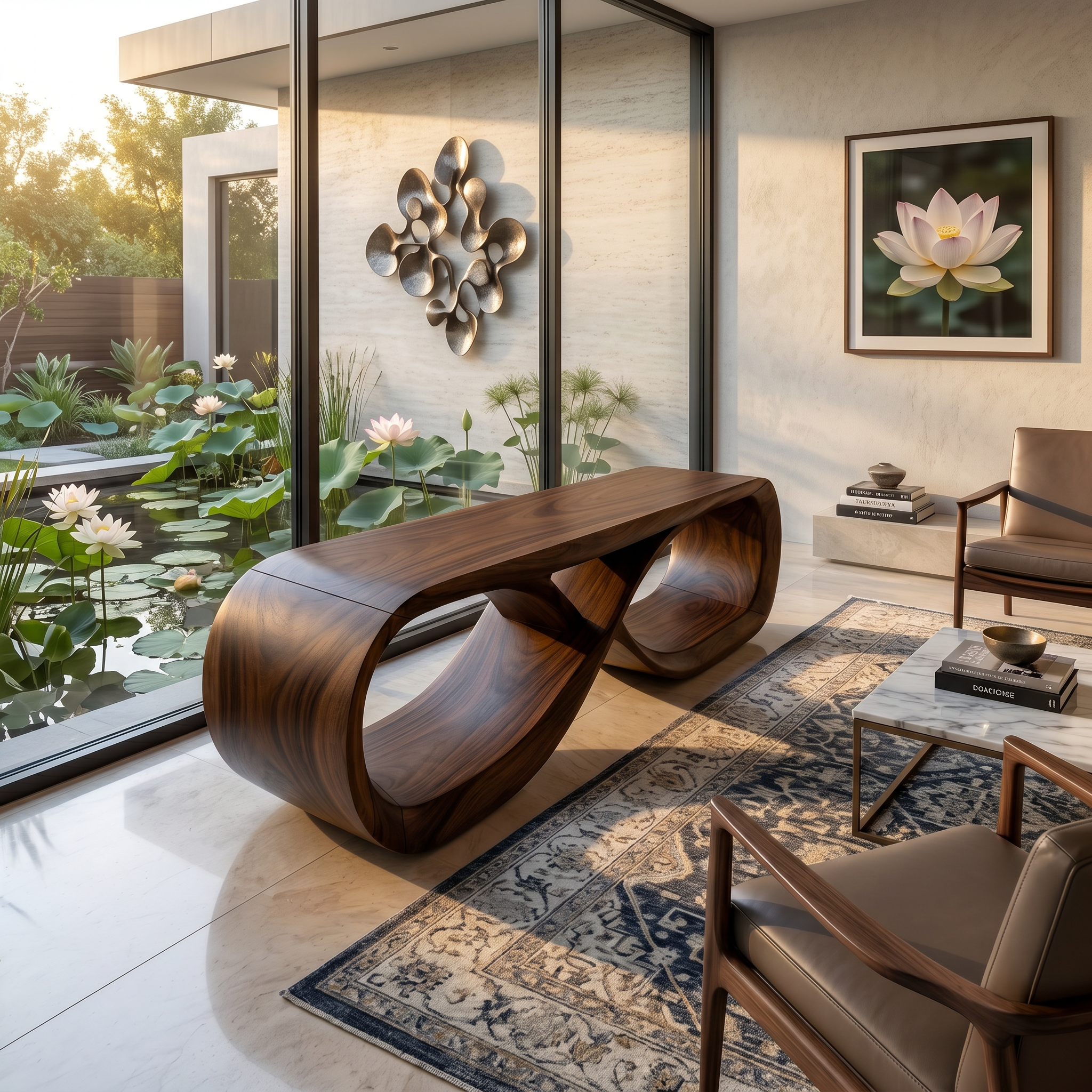Curved Wooden Bench Contemporary Residence SILDTTRBEN063
