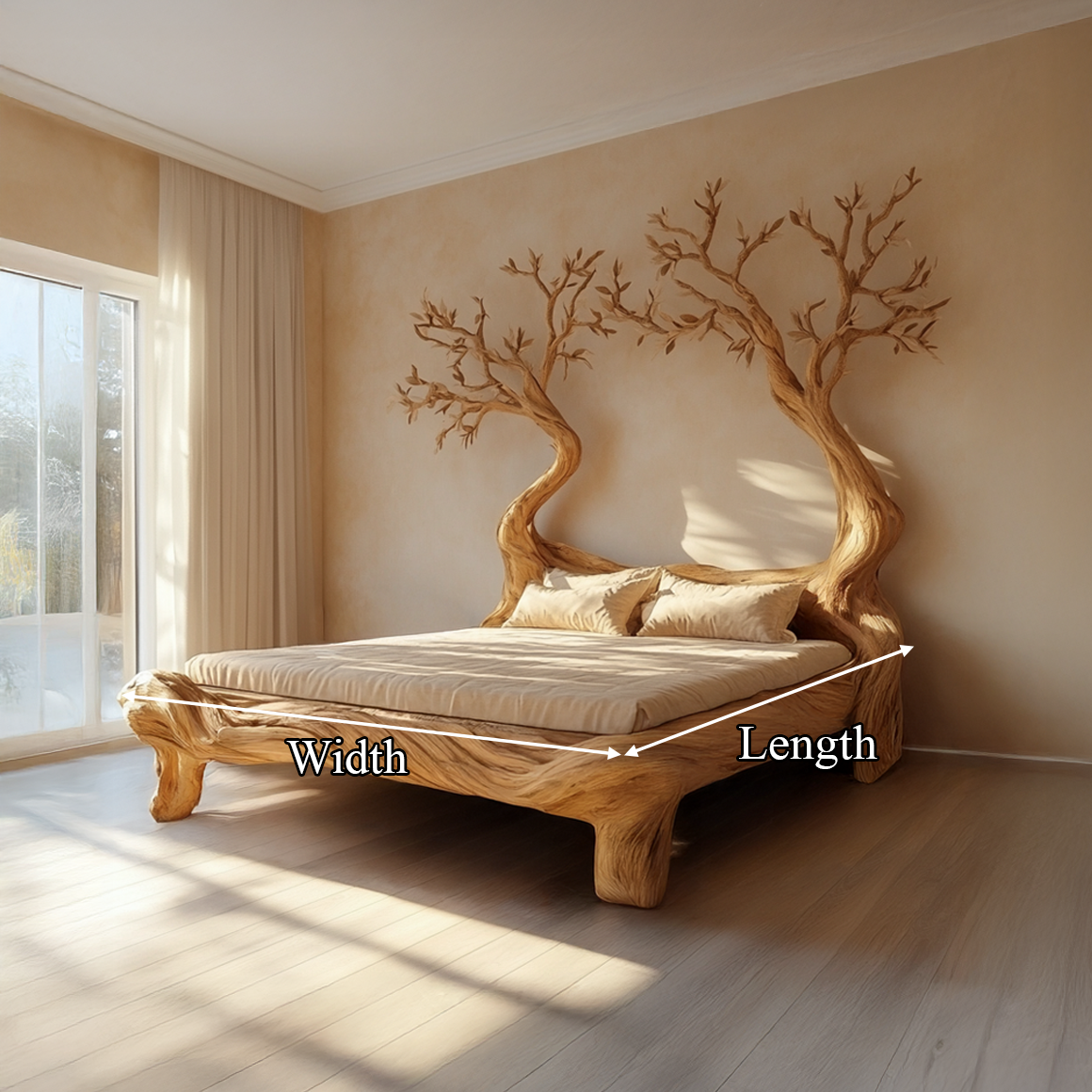 Rustic Tree Inspired Bed Organic Nature Bedroom SINLSAWB073