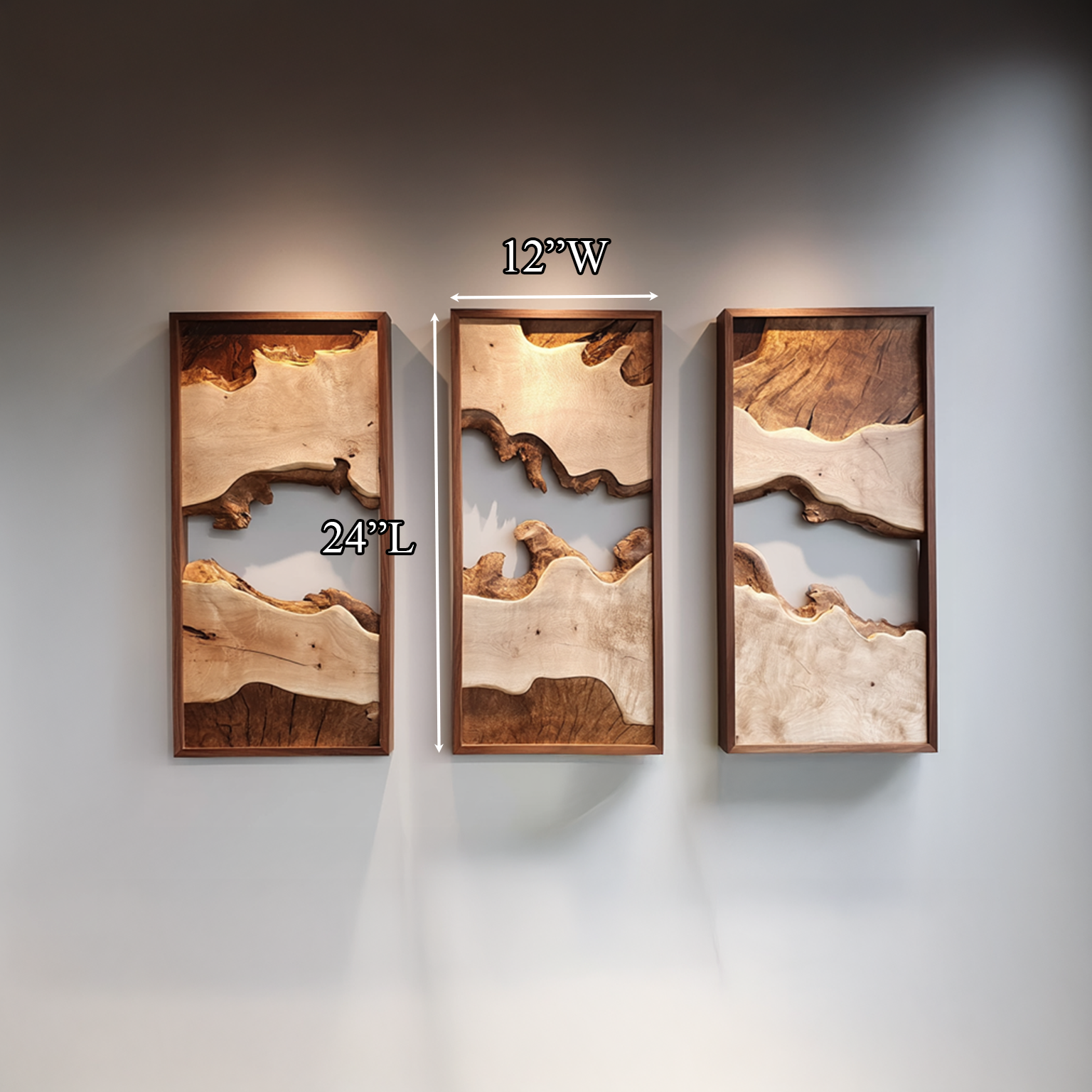 Modern Solid Wood Wall Art Set Abstract Landscape Living Room SINLSAWD002