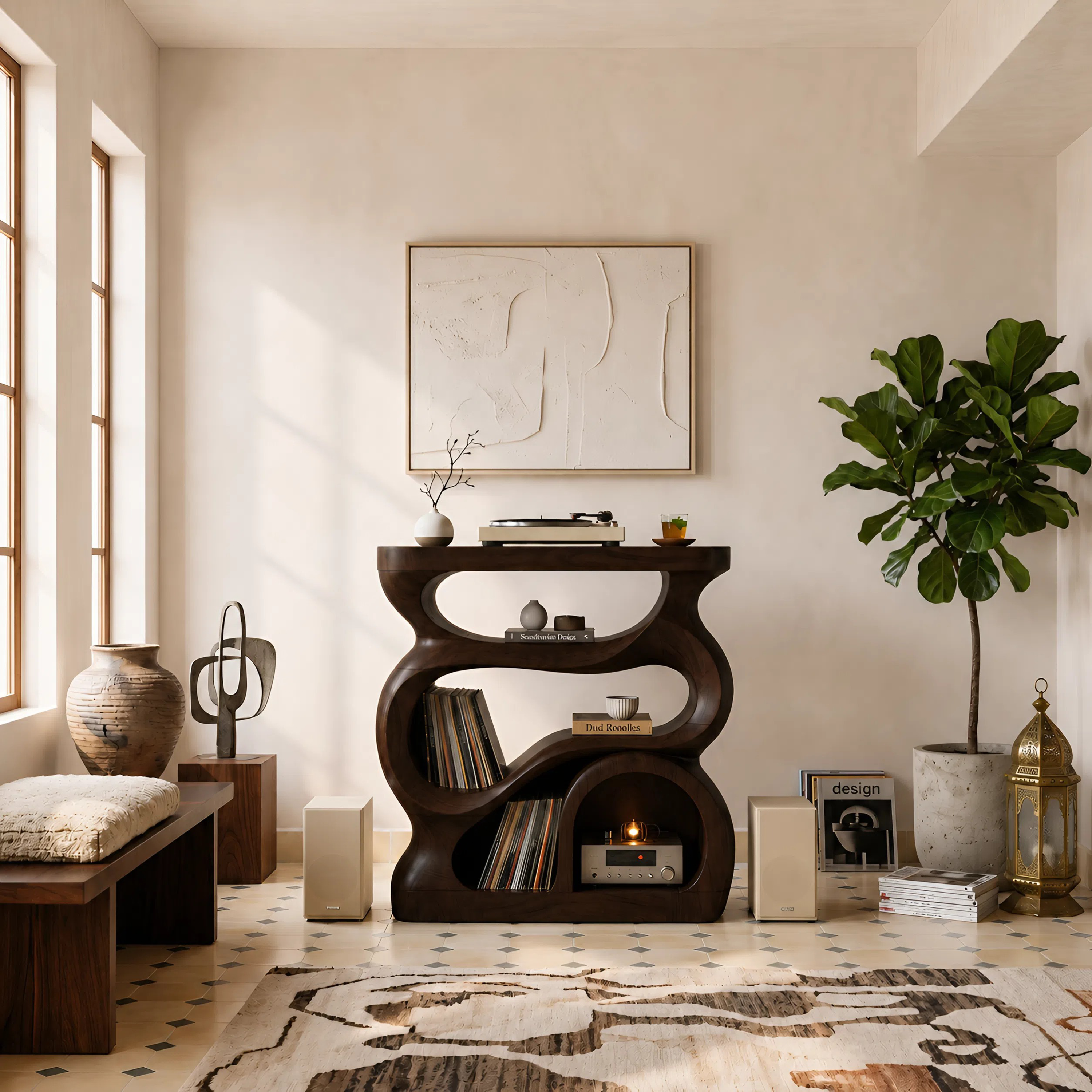 Modern Turntable Stand With Storage For Living Room SILDTTNRPT029
