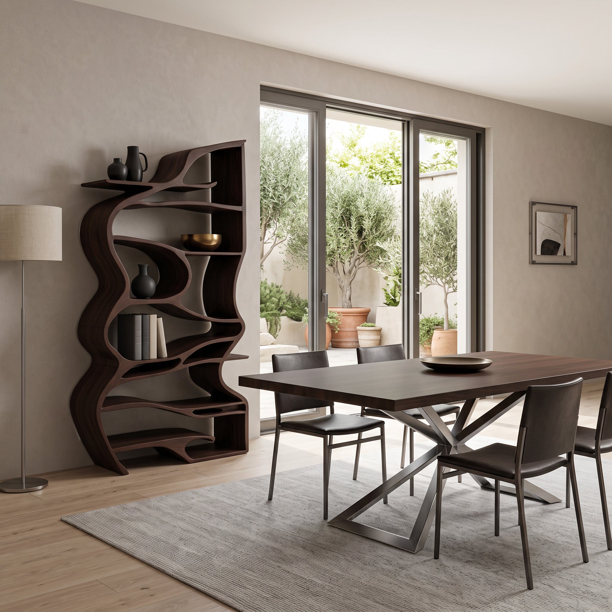Handcrafted Sculpted Bookshelf With Organic Design For Living Room Or Office SITHHNBS031