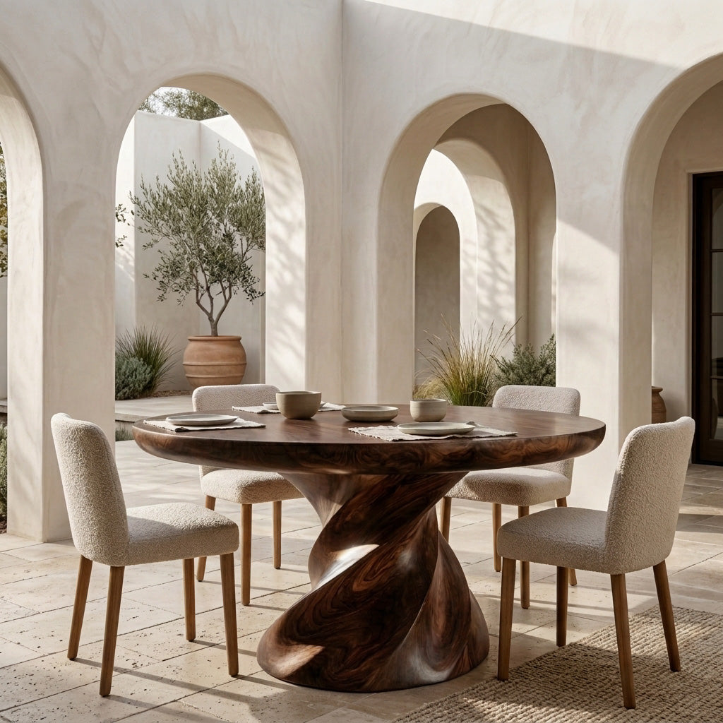 Contemporary Round Dining Table With Twisted Base For Dining Room RTTHHNDN062