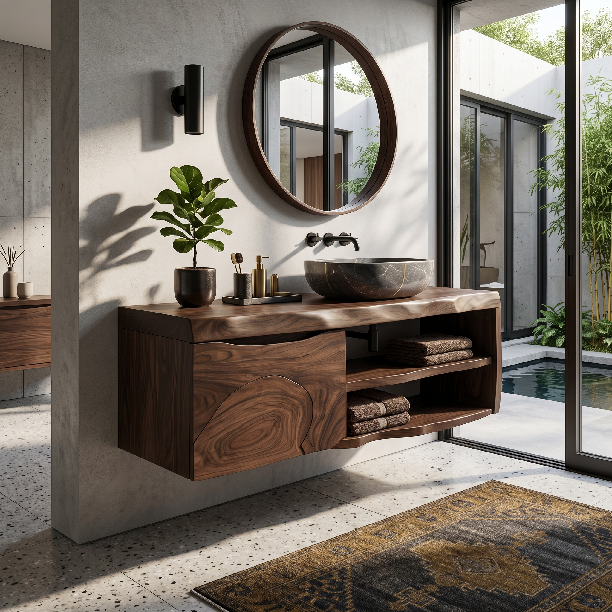 Organic Floating Bathroom Vanity Tropical Spa Retreat SILDTTRBRV190