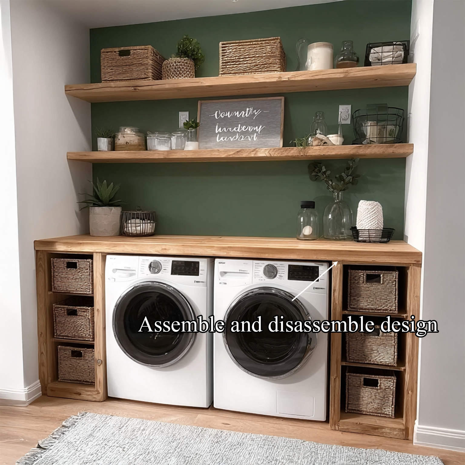 Laundry Furniture Set Solid Wood Custom Rustic Gift SINLSALN004