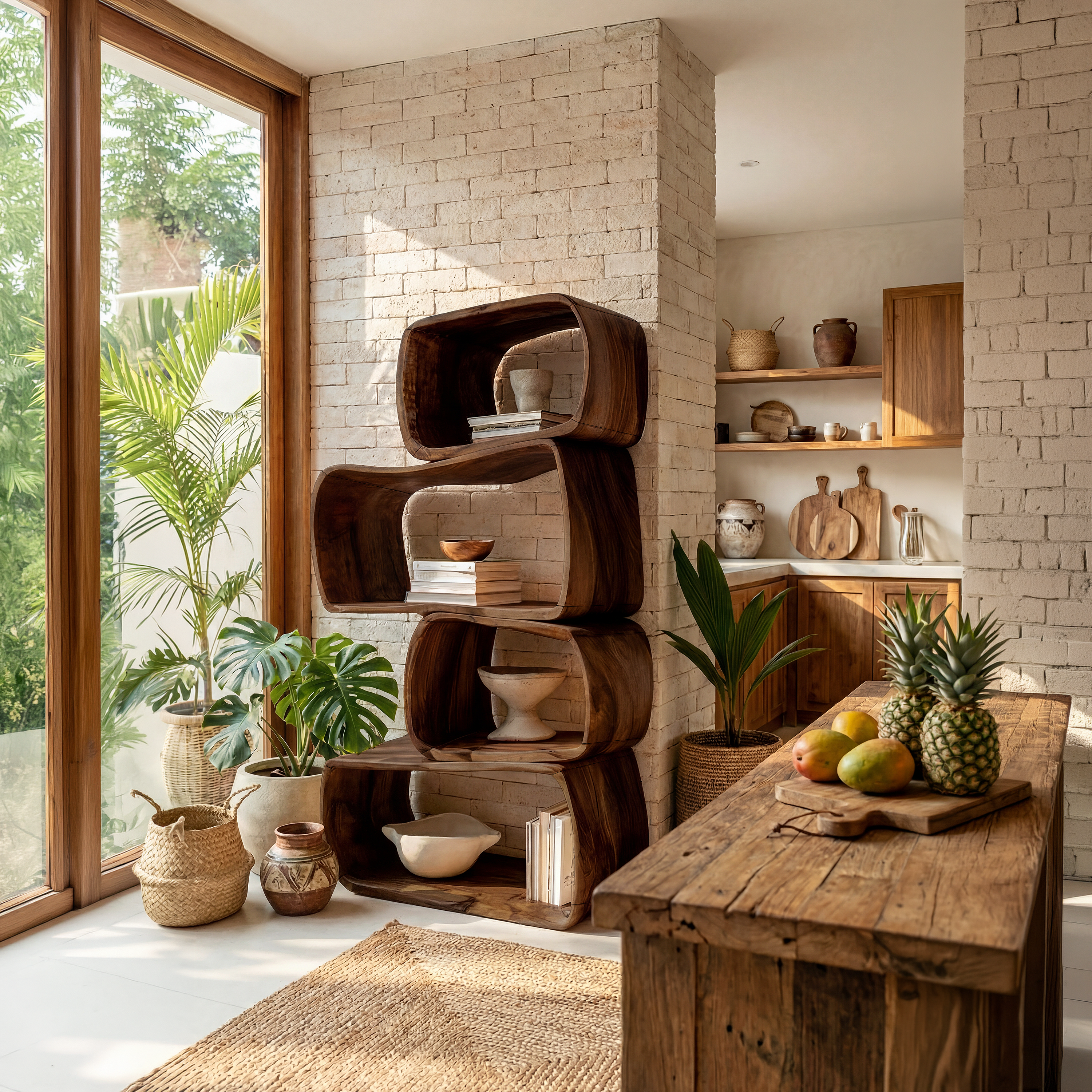 Rustic Farmhouse Abstract Bookshelf Apartment Living Space SILDTTRBS013