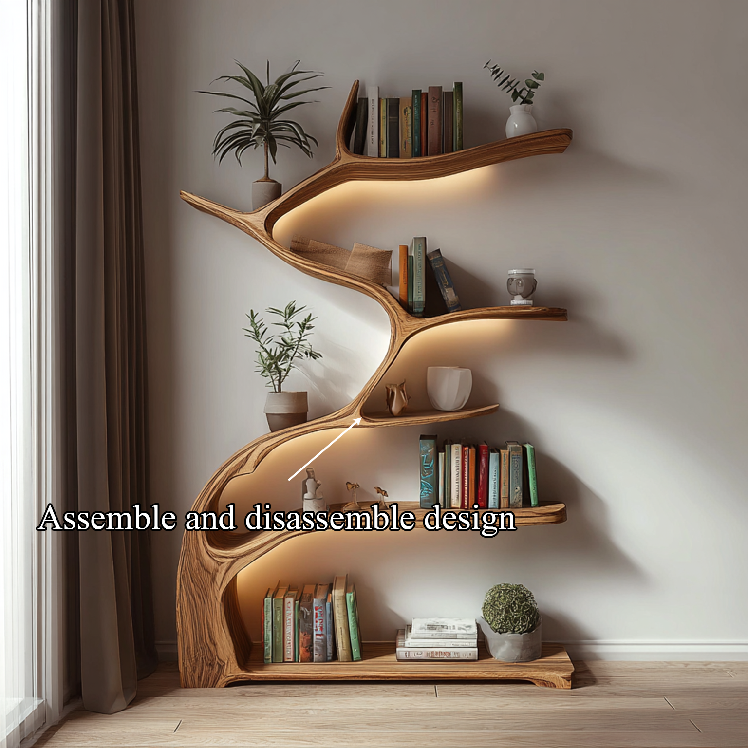 Tree Bookshelf Wooden Live Edge Rustic Farmhouse Gift SINLSATB189
