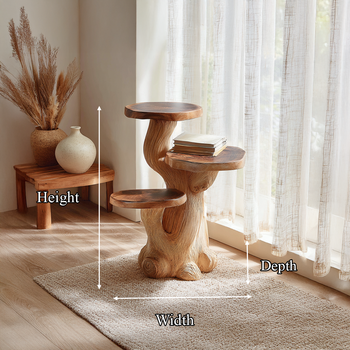 Rustic Mushroom Side Table Reading Nook SINLSABT102