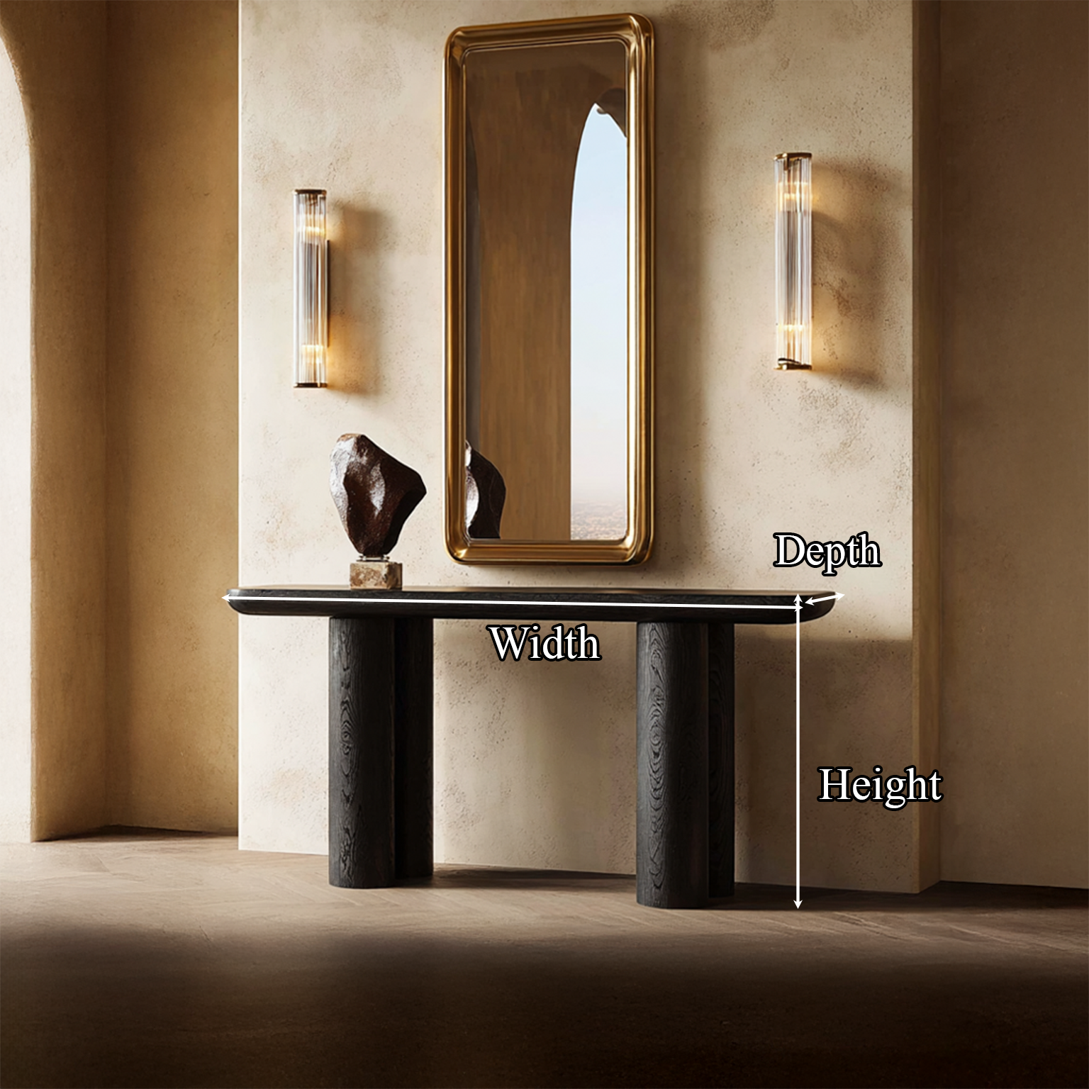 Midcentury Black Console Table Living Room SINLSACS138