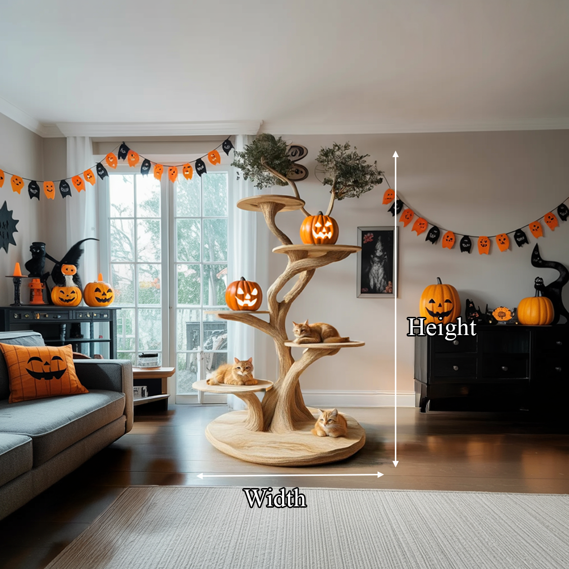 Rustic Halloween Cat Tree Tower Living Room SINLSAHW021