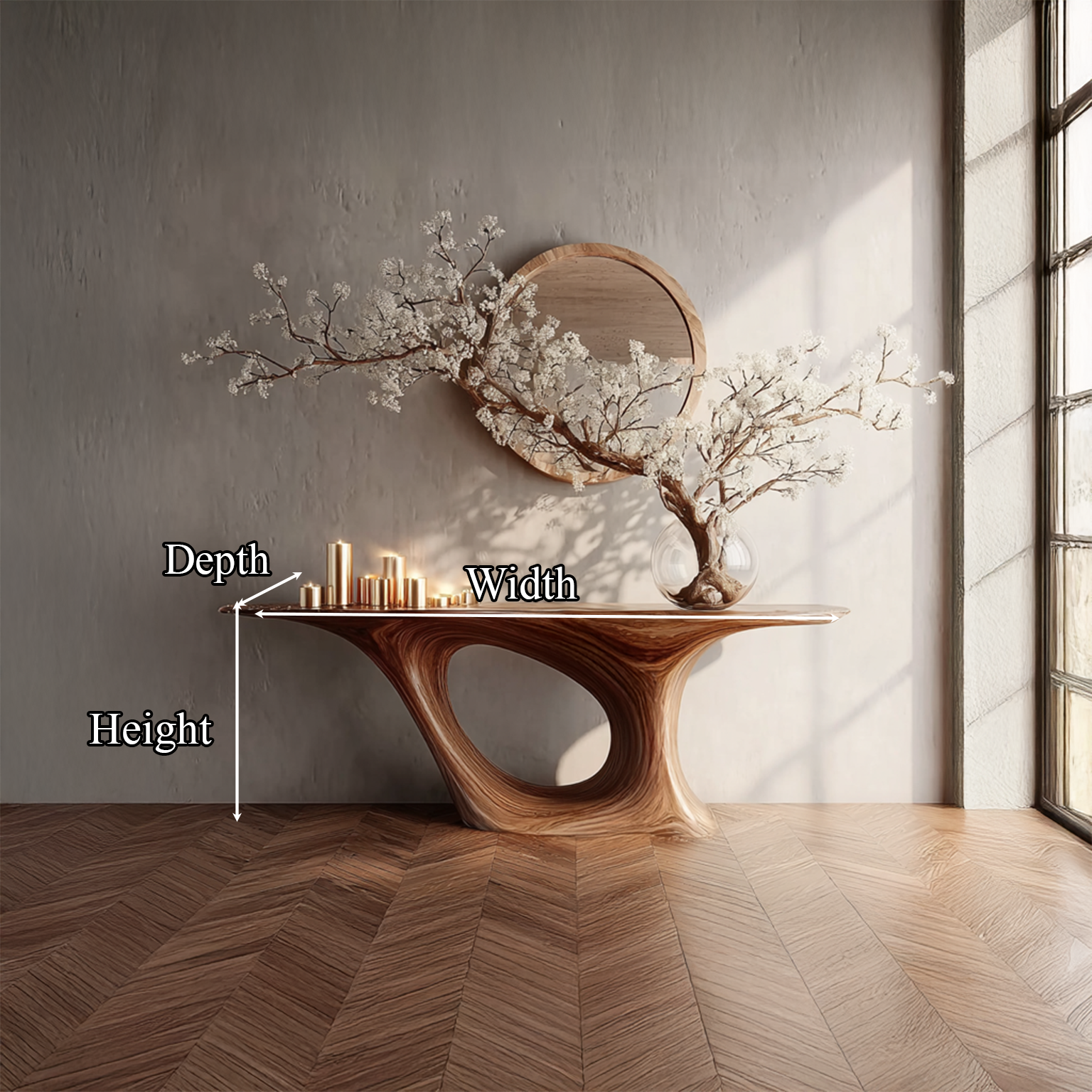 Rustic Sculpt Console Table Entryway Room SINLSACS140