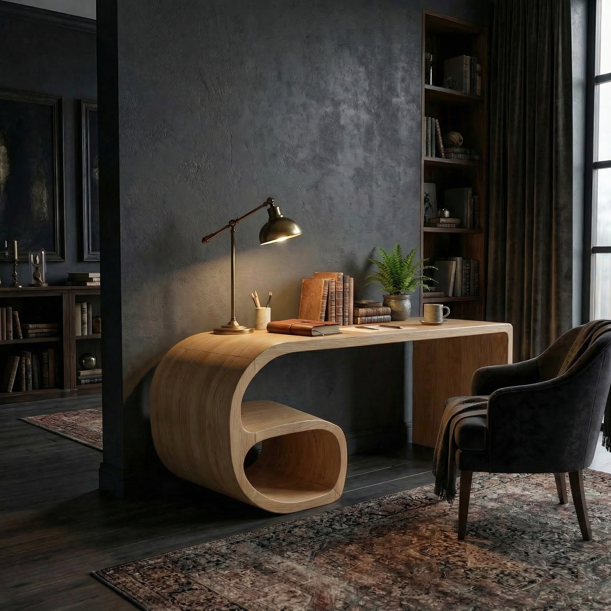 Modern Sculptural Desk For Home Office And Study Room SINLSADK096