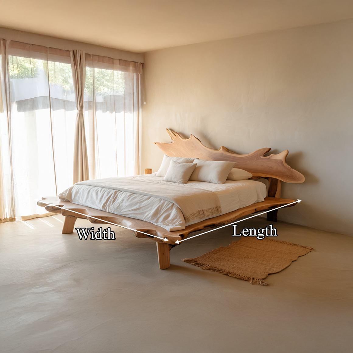 Rustic Live Edge Platform Bed Organic Modern Home SINLSAWB065