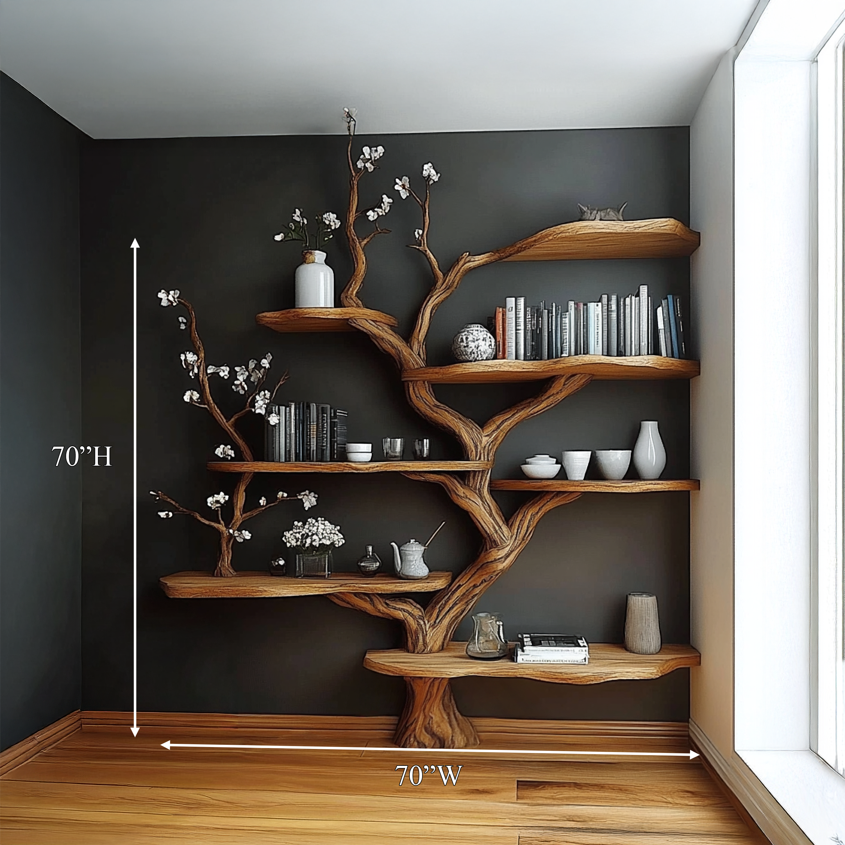 Sculptural Branch Bookcase Living Room Interior Alcove Storage SINLSATB648