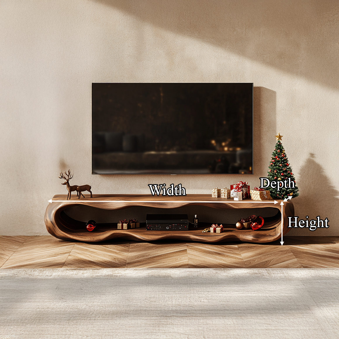 Rustic Christmas TV Stand Cabinet Living Room Decor SINLSASC218