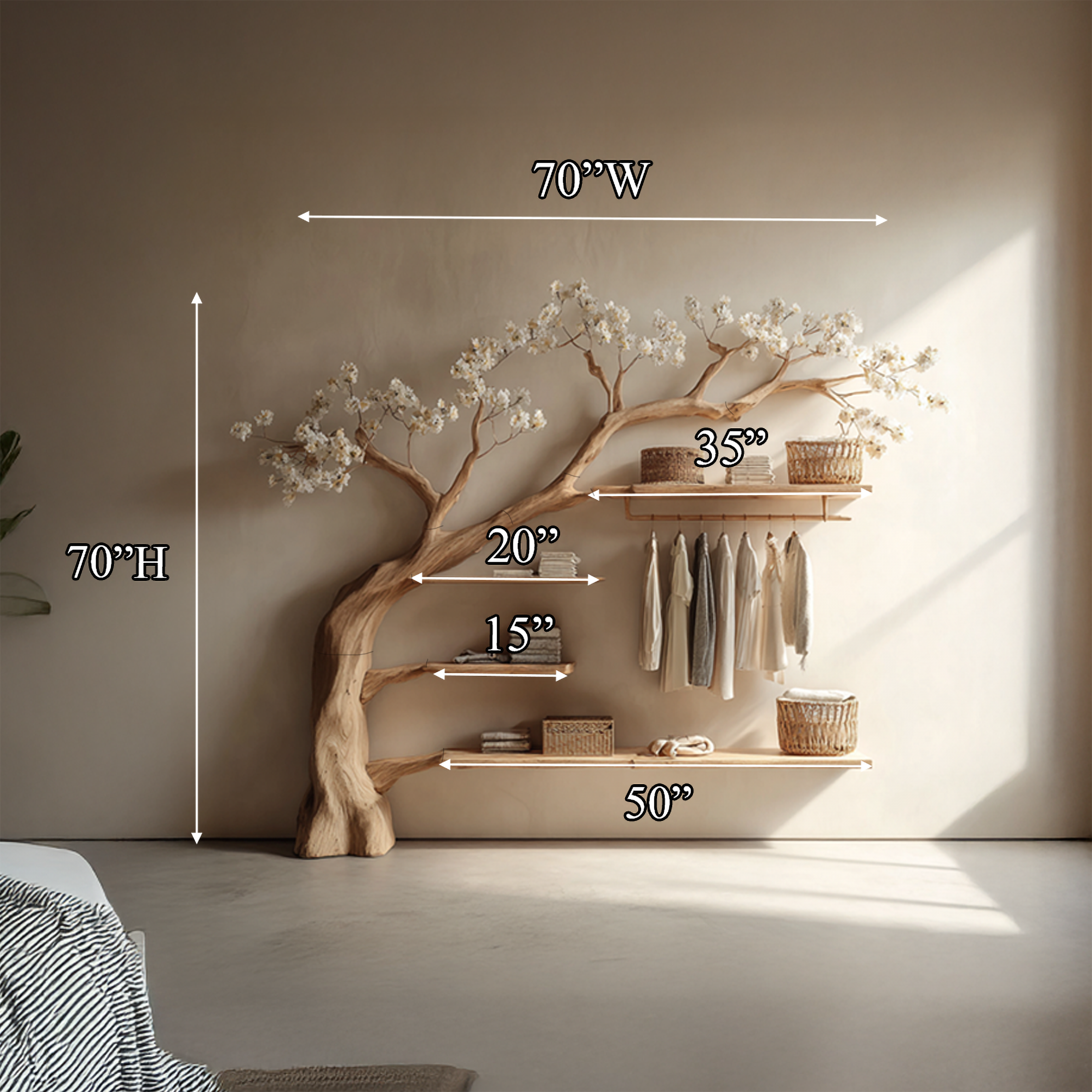 Rustic Tree Wardrobe Bedroom SINLSATB283SHNA