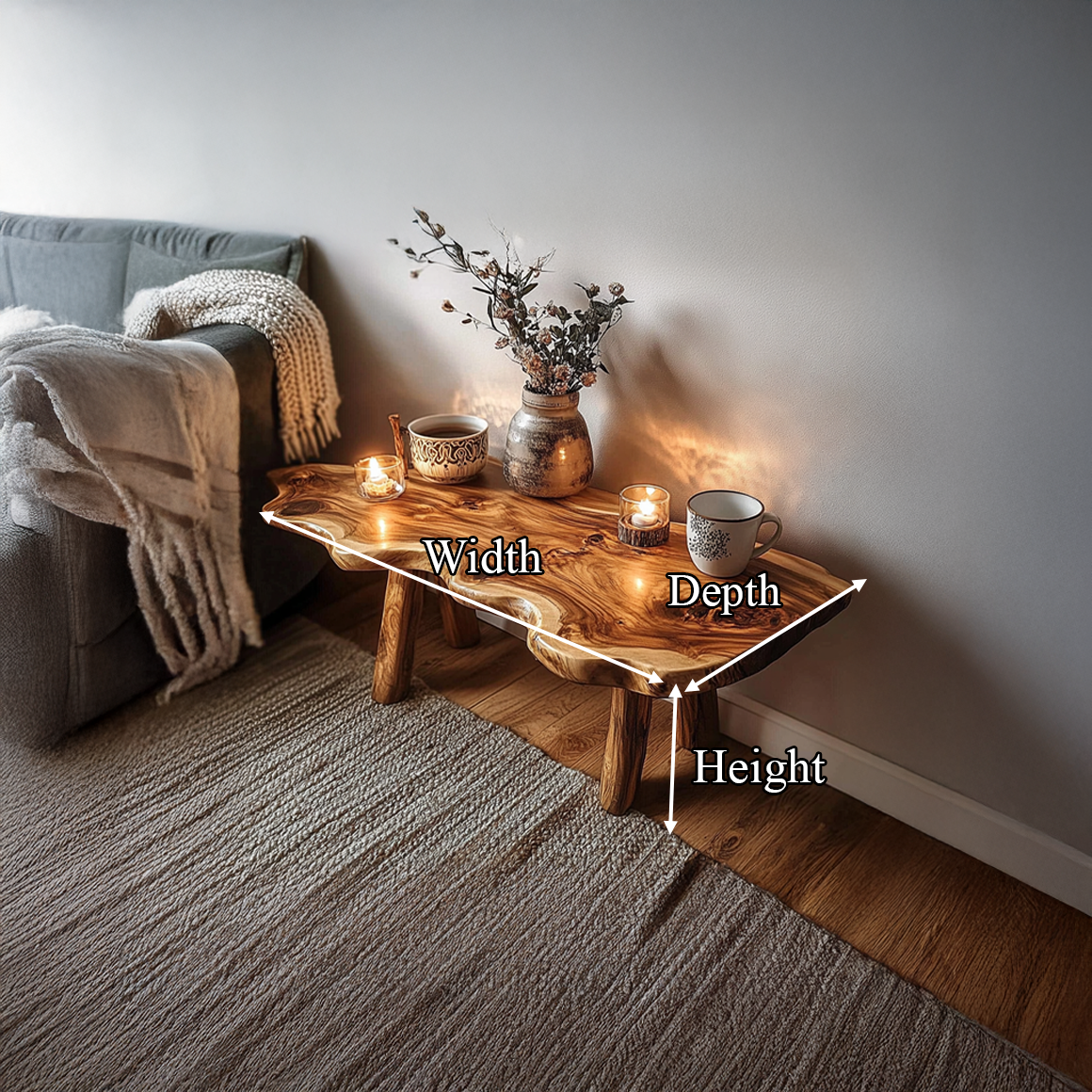 Rustic Natural Shape Coffee Table Living Room Cabin Room SINLSACF219