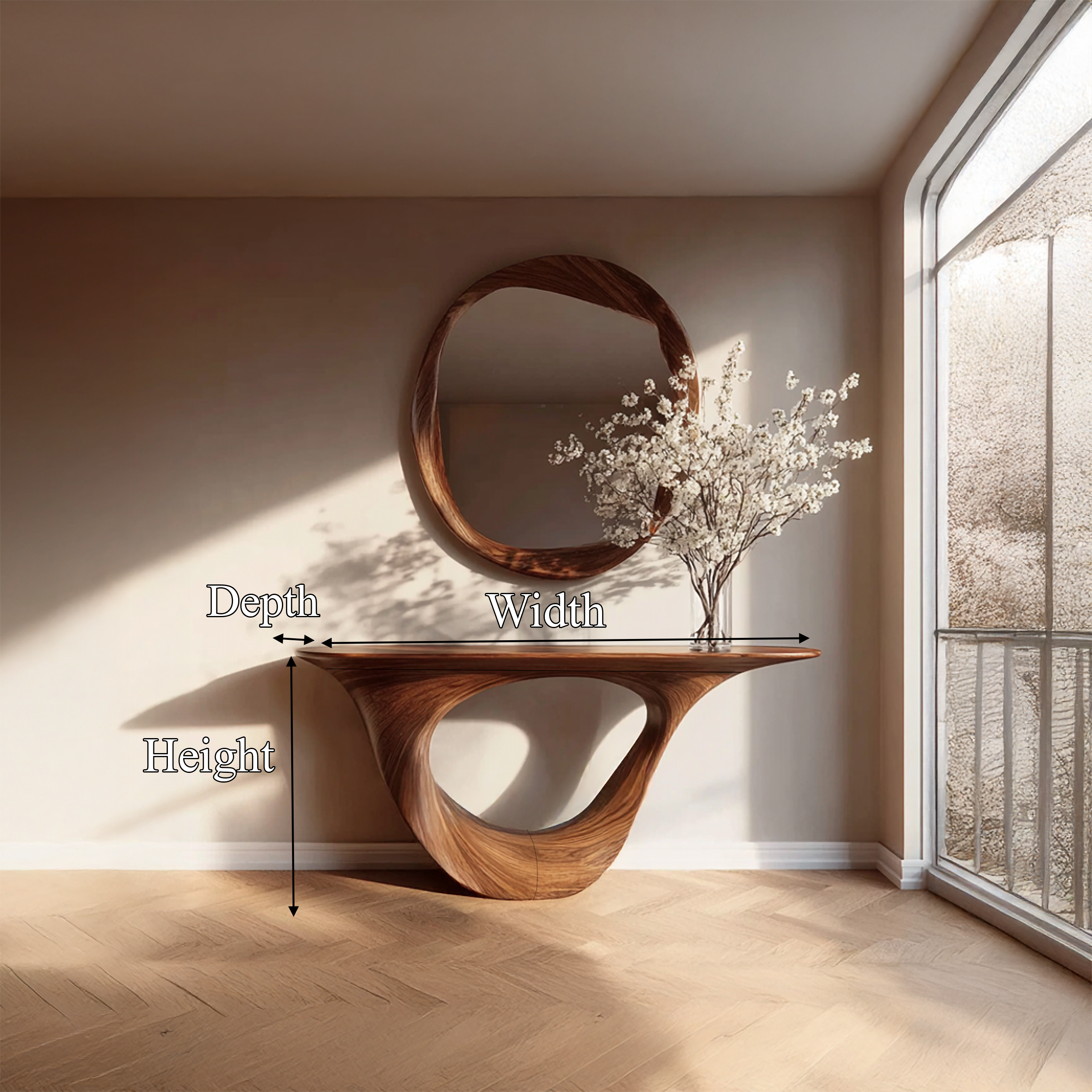 Rustic Sculptural Console Table Entryway SINLSACS139