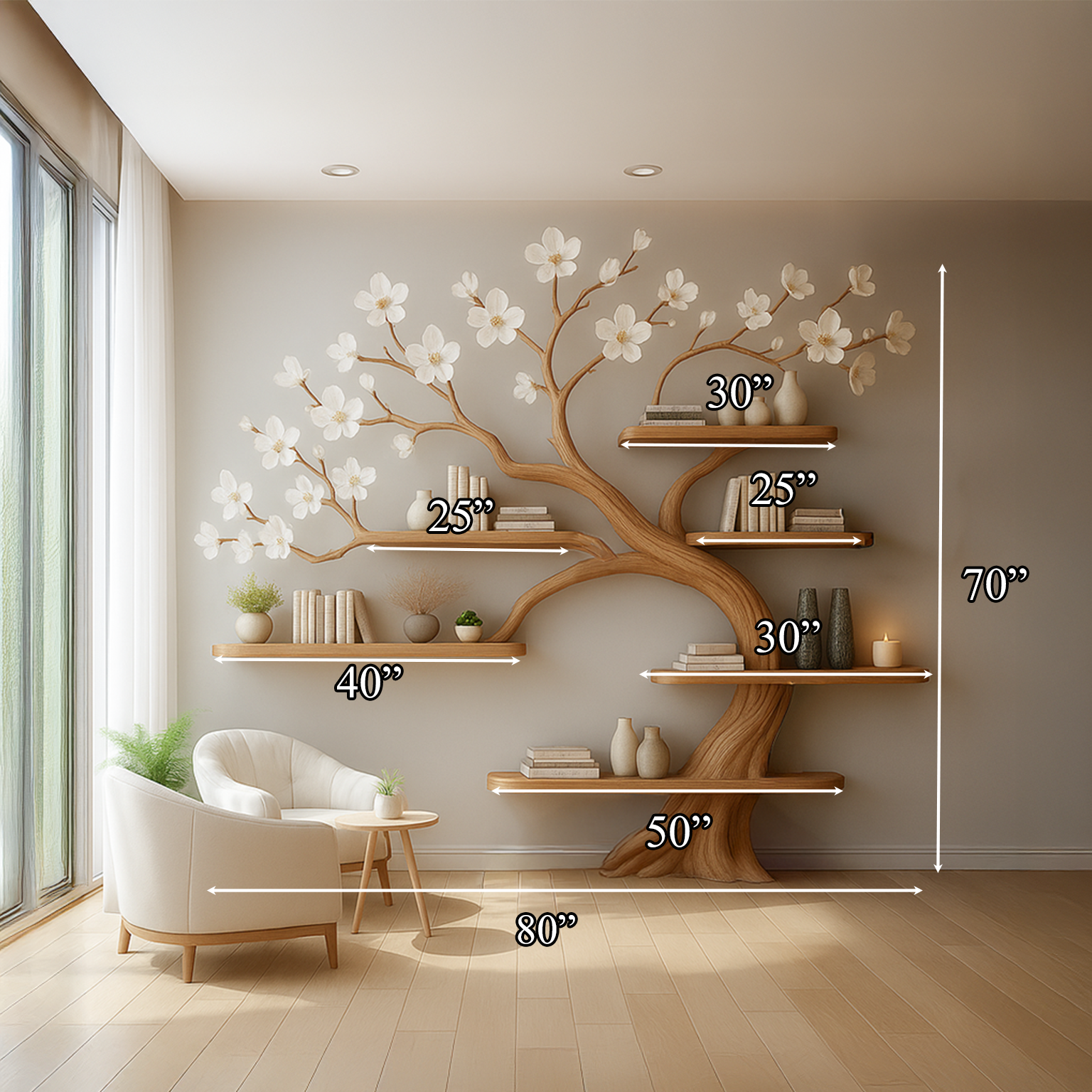 Rustic Tree Branch Shelf Nursery Kids Room SINLSATB227
