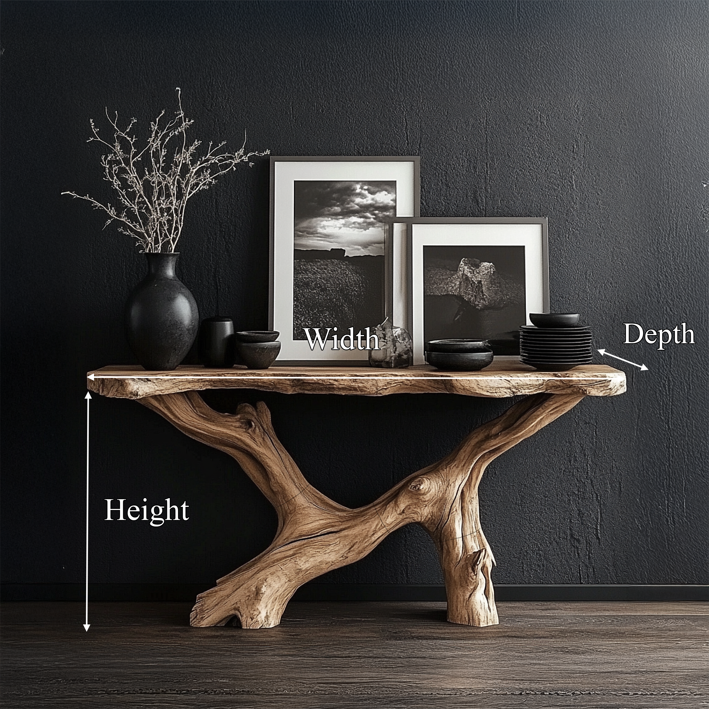 Live Edge Console Table Natural Wood Rustic Handmade Gift SINLSACS089