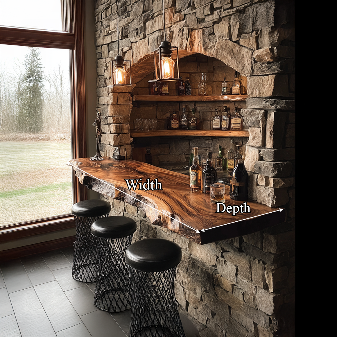 Rustic Live Edge Bar Shelf Home Decor SINLSAFL174