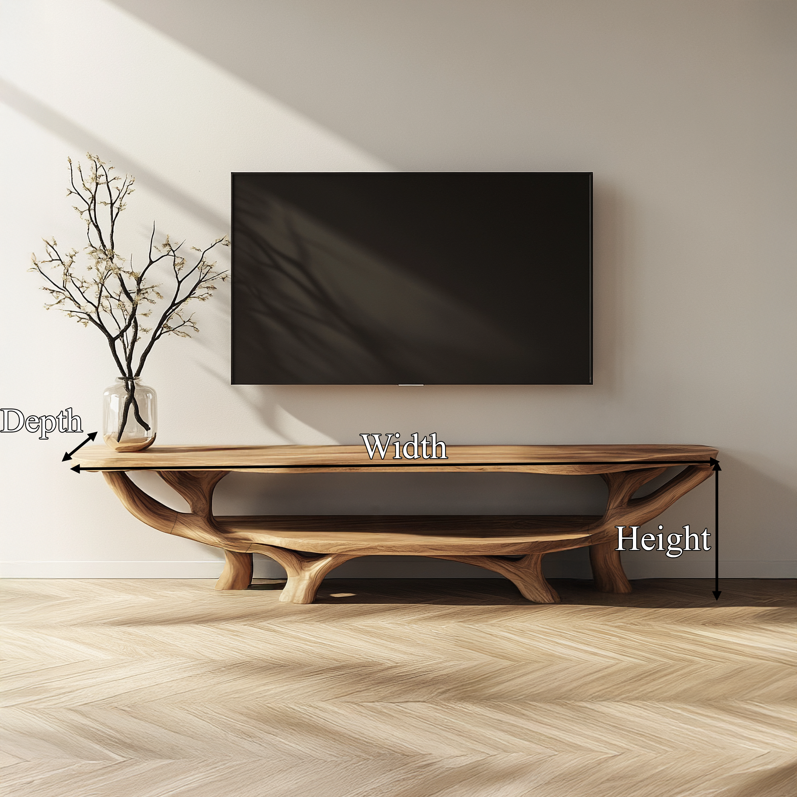 Rustic Organic TV Stand Living Room And Bedroom SINLSASC339