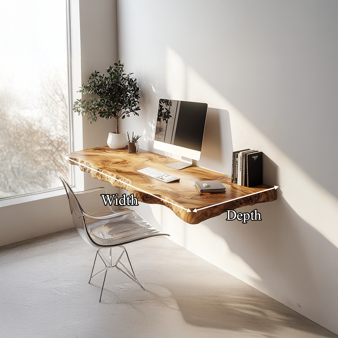 Rustic Live Edge Floating Desk Office Or Bedroom SINLSAFL284