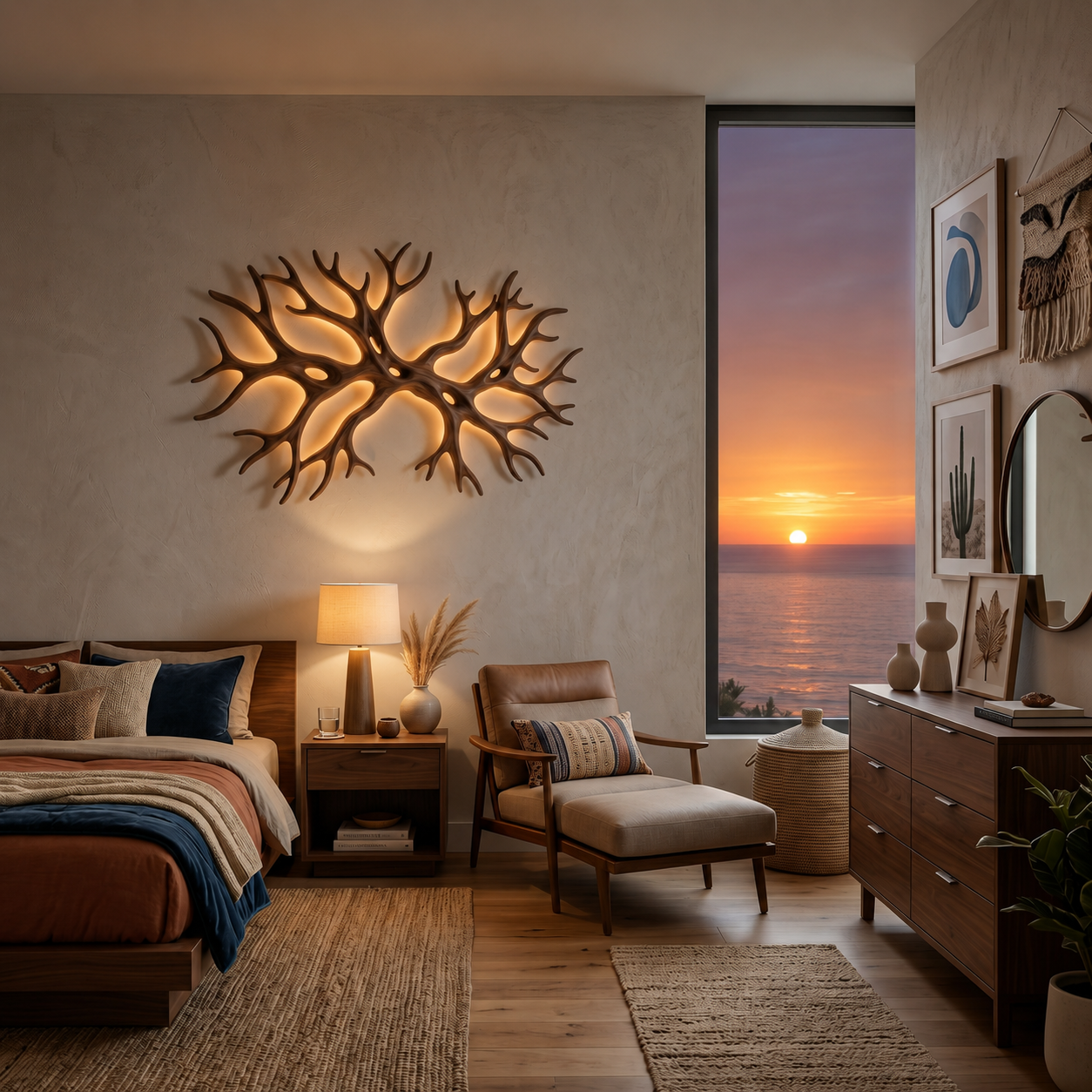 Organic Wooden Wall Light With Branch Shape For Rustic Bedroom RTTHTTLAM053
