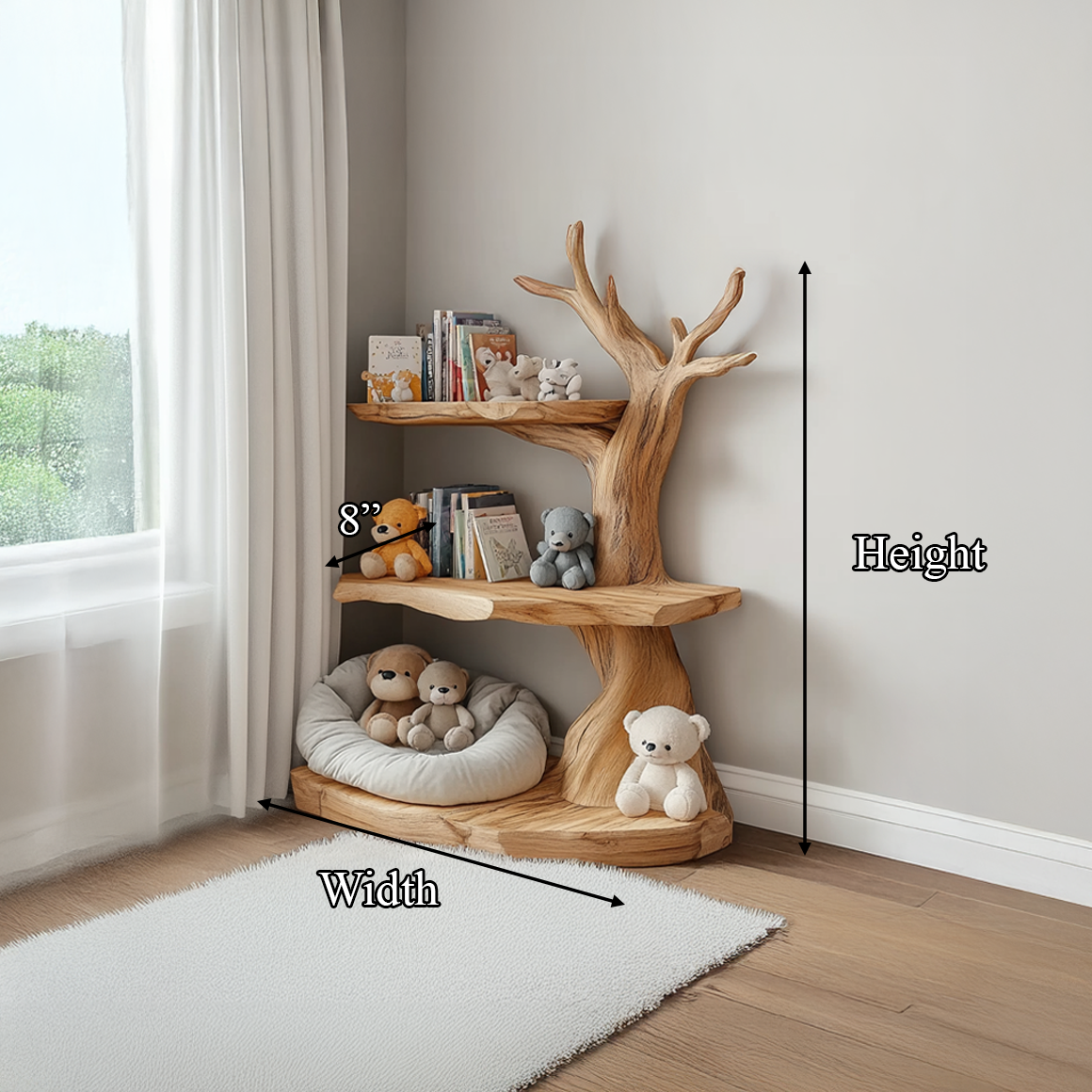 Rustic Corner Tree Bookshelf Children Bedroom SINLSATB320