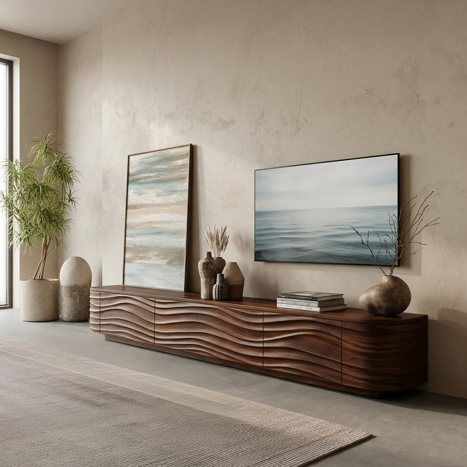 Contemporary Low Wood TV Stand For Media Room RTTHHNTVC081