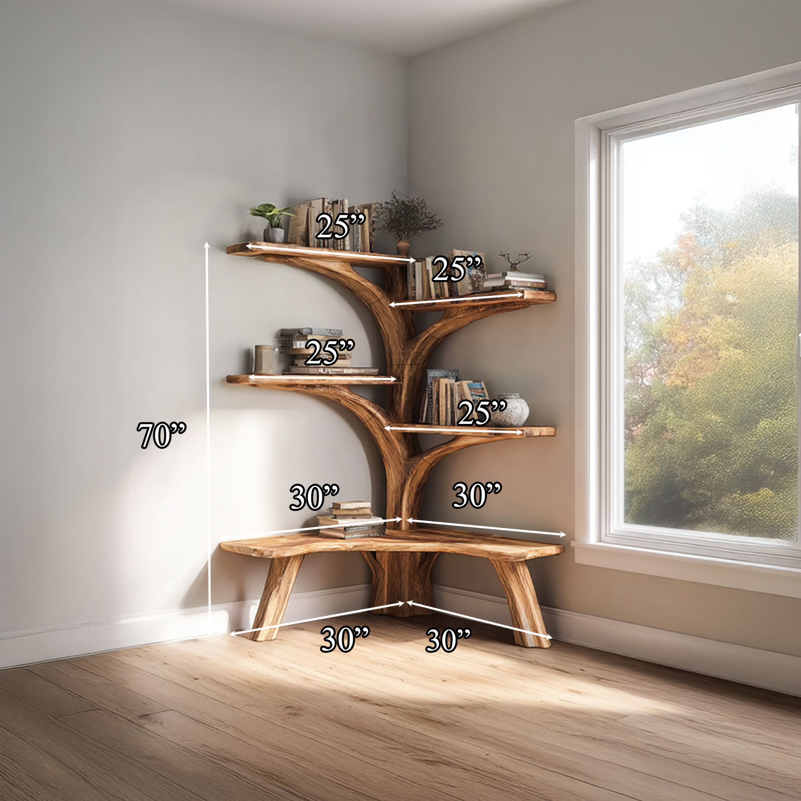 Rustic Tree Wall Shelf Living Room SINLSATB220