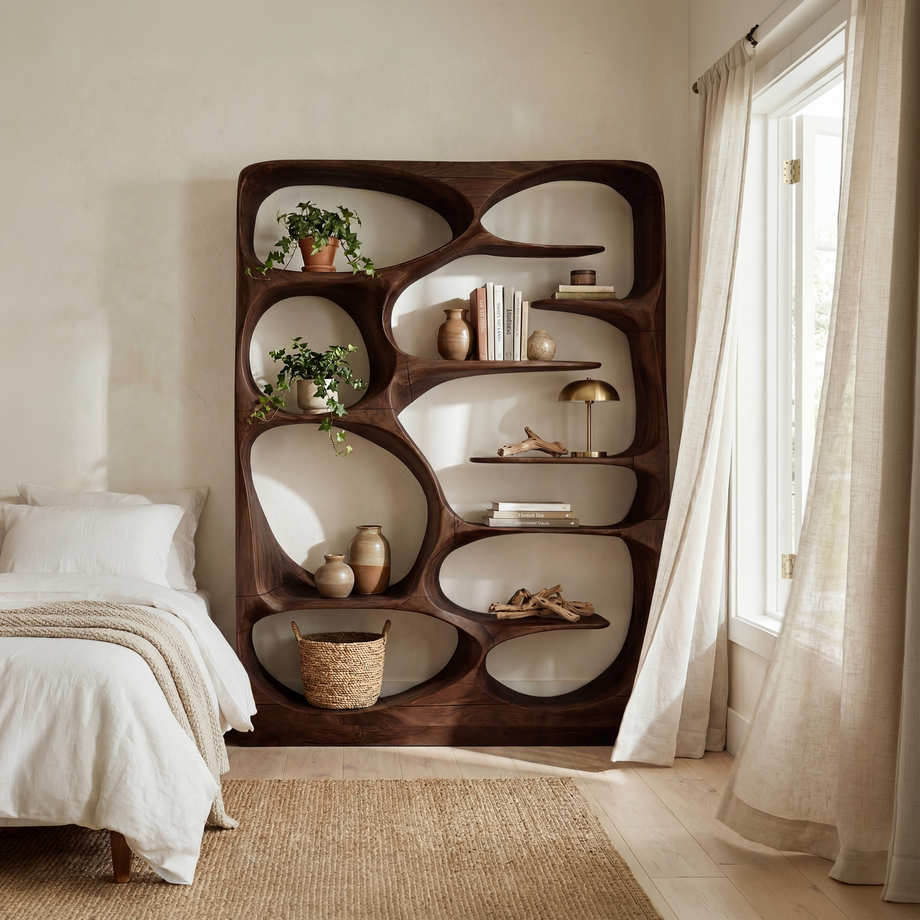 Modern Sculptural Bookshelf Storage Organizer For Living Room SILDTTNBS001