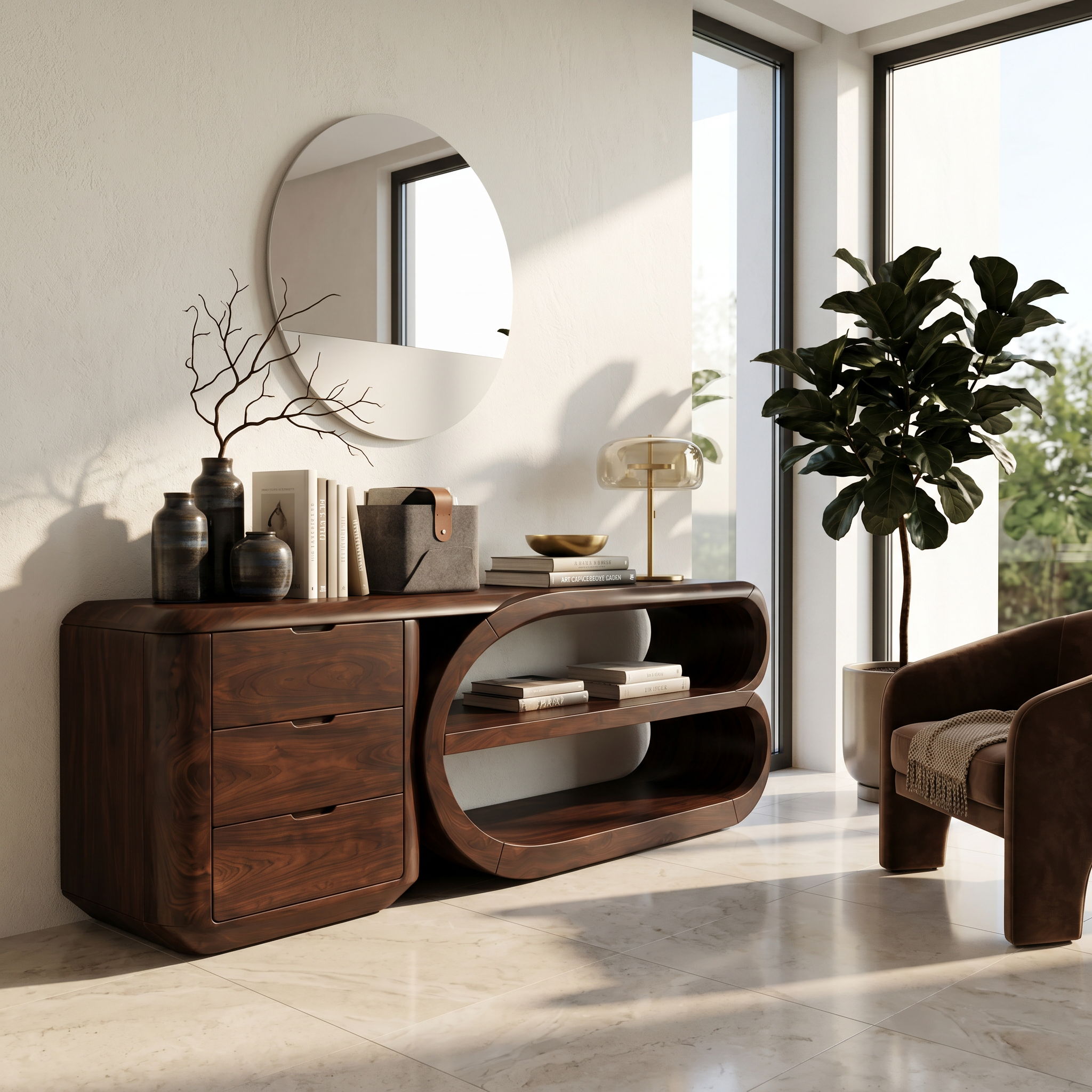 Organic Geometric Console Table Luxury Entryway SILDTTRCS102