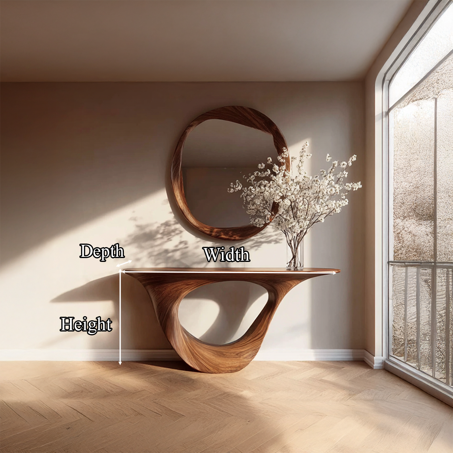 Rustic Sculptural Console Table Entryway SINLSACS139