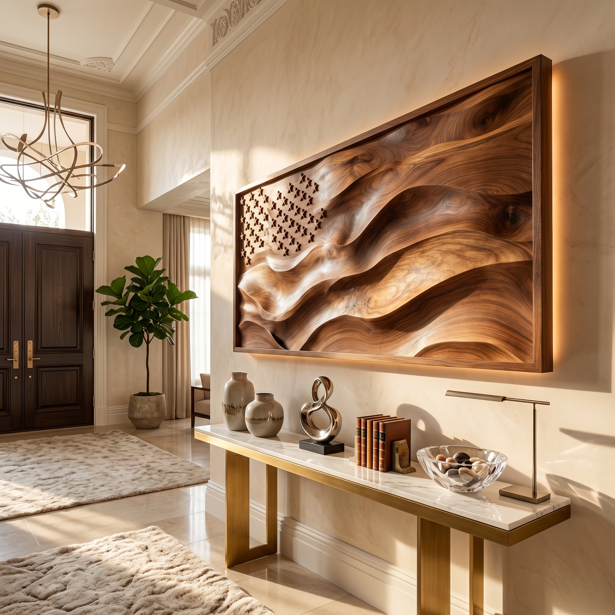 Serene Tree Landscape Wood Wall Art Luxury Penthouse Interior Decor SILDTTRWA110