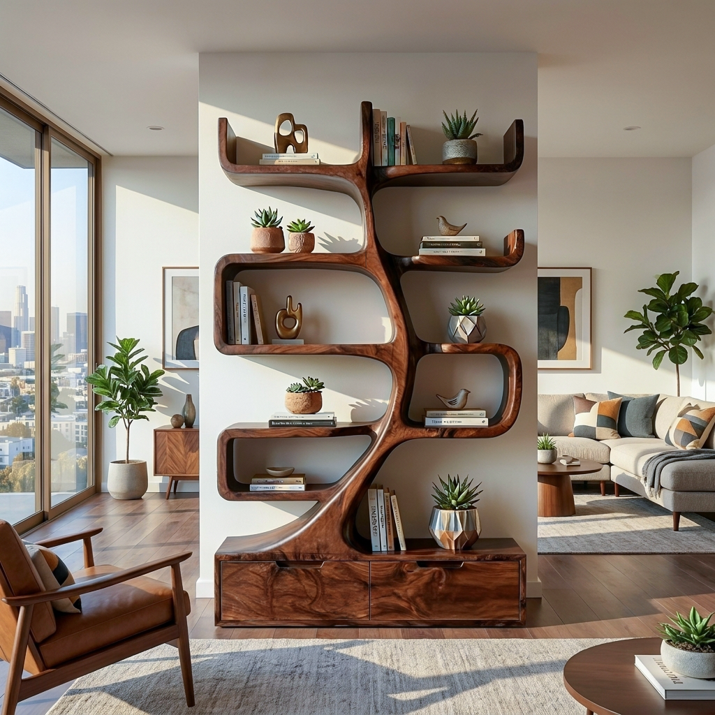 Wooden Bookcase With Tiers And Built-in Drawers For Home RTTHTTBS128