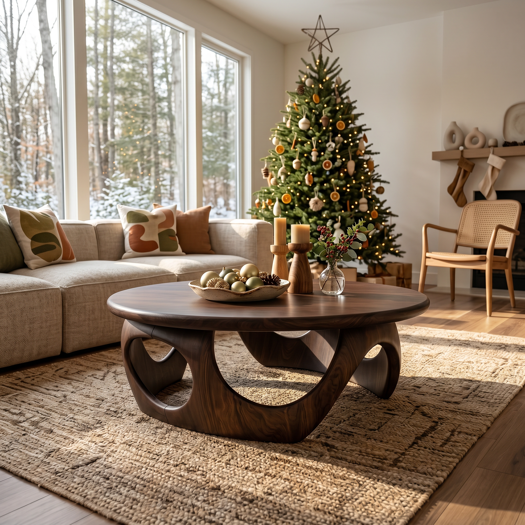 Handcrafted Wooden Coffee Table For Living Room Christmas Style SILDTTRCFC008