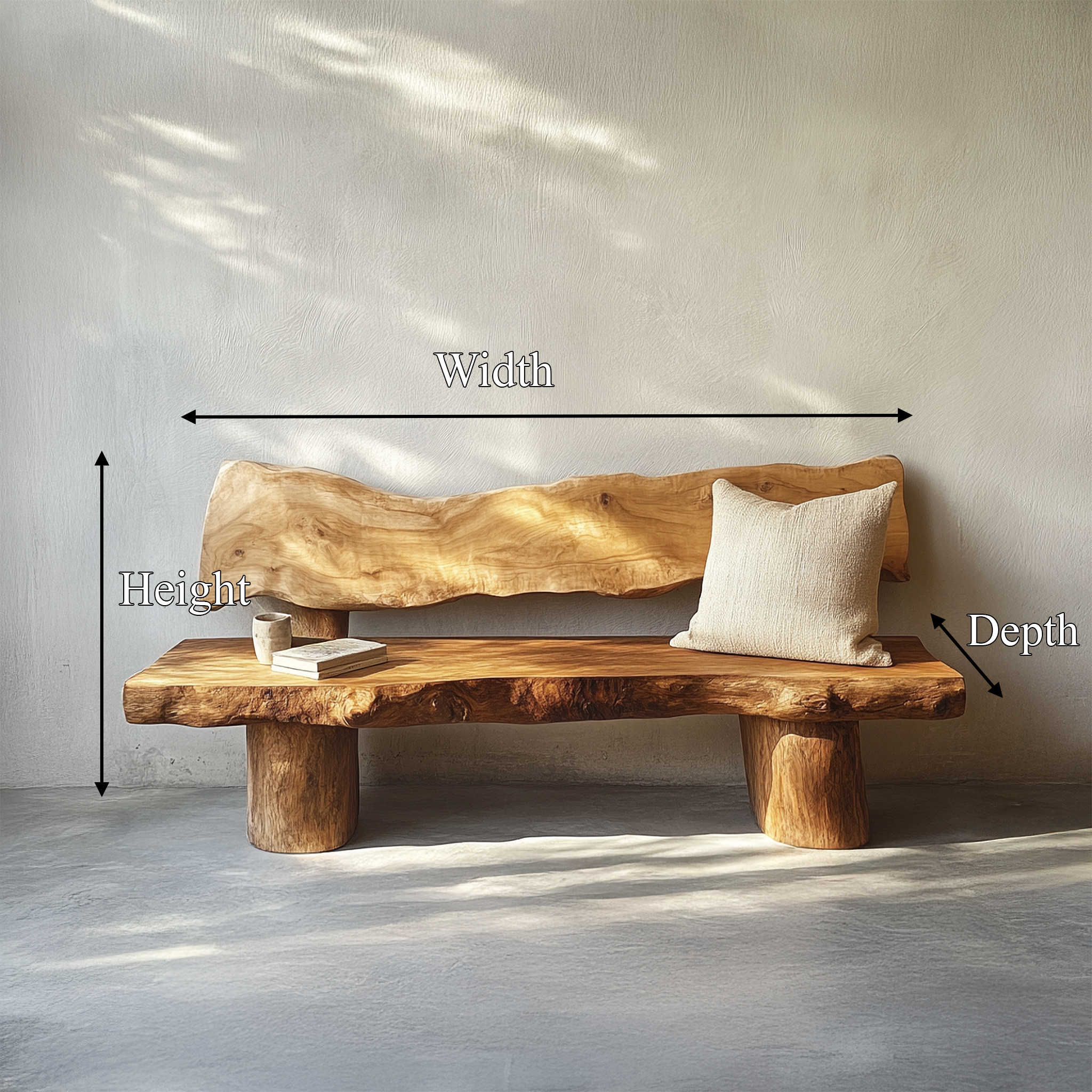 Rustic Solid Wood Sofa Outdoor Garden Natural Sculptural Seating SINLSAWC039