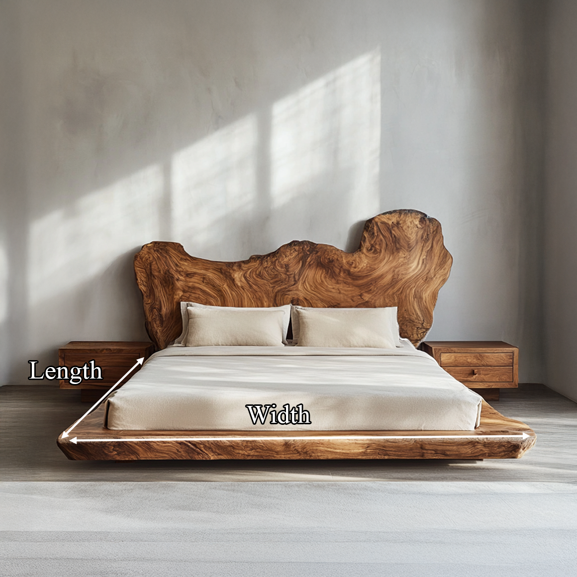 Mid Century Bedroom Low Profile Wood Bed SINLSAWB078