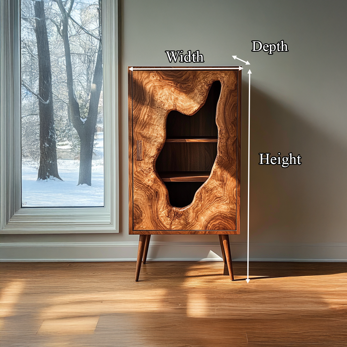 Mid Century Modern Curved Door Cabinet Living Room Or Entryway SINLSASC245