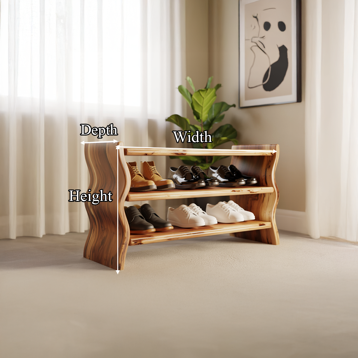 Modern Sculpted Shoe Organizer Living Room And Mudroom SINLSASB080