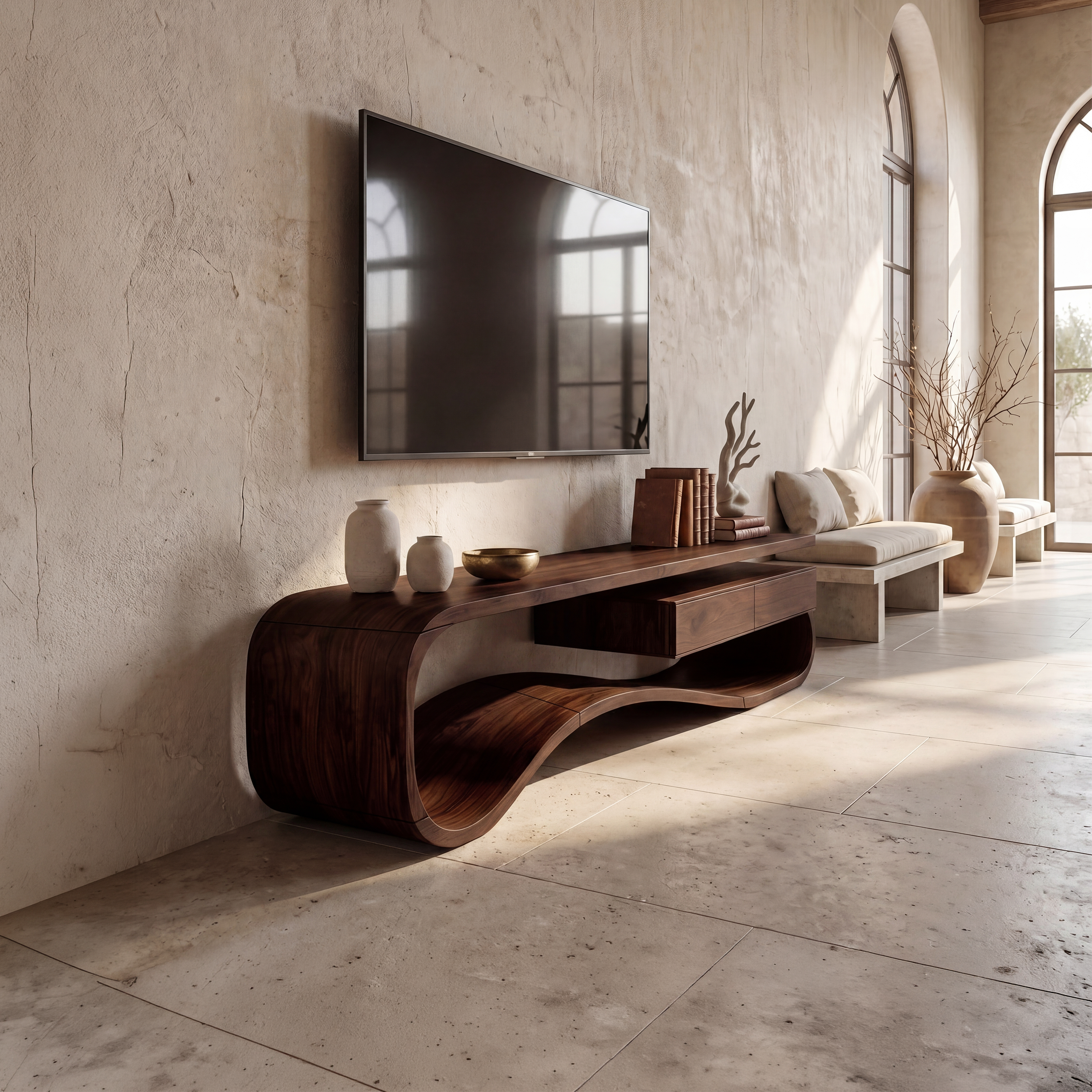 Contemporary Organic TV Stand For Lounge Area SILDTTNTVC122