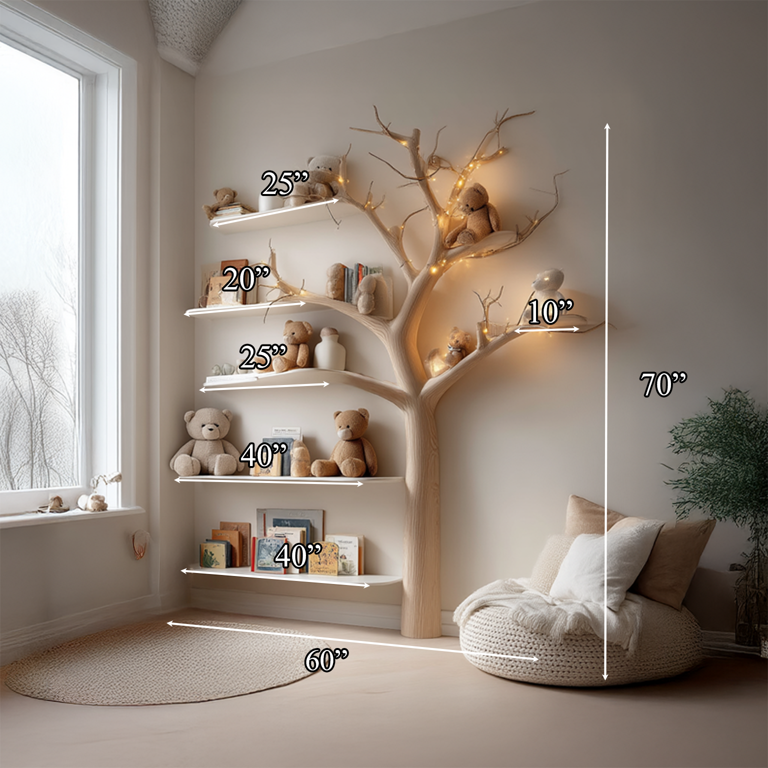 Rustic Tree Bookcase Bedroom Kids Room SINLSATB259