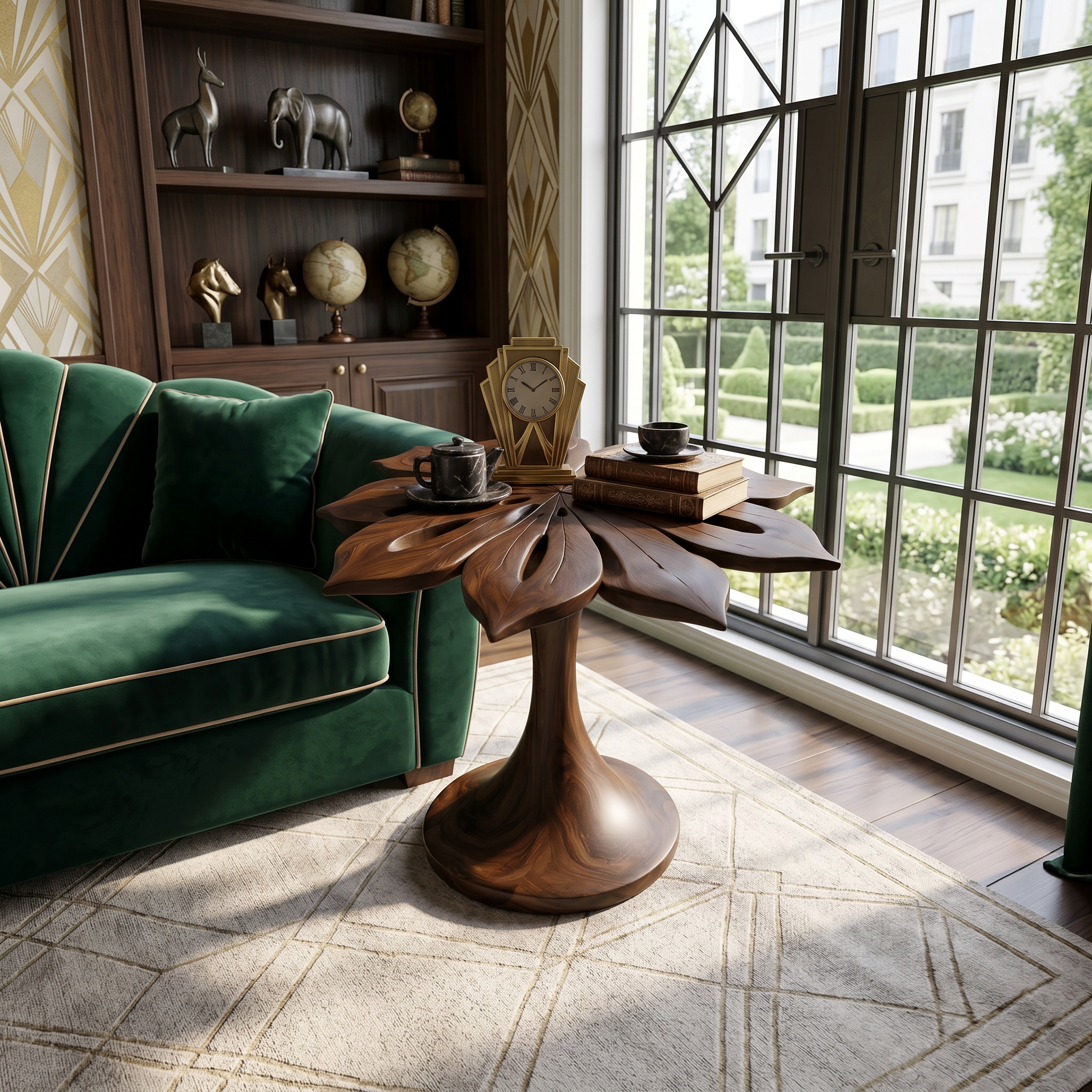 Organic Leaf Top Accent Table Luxury Living Room SILDTTRSTA019