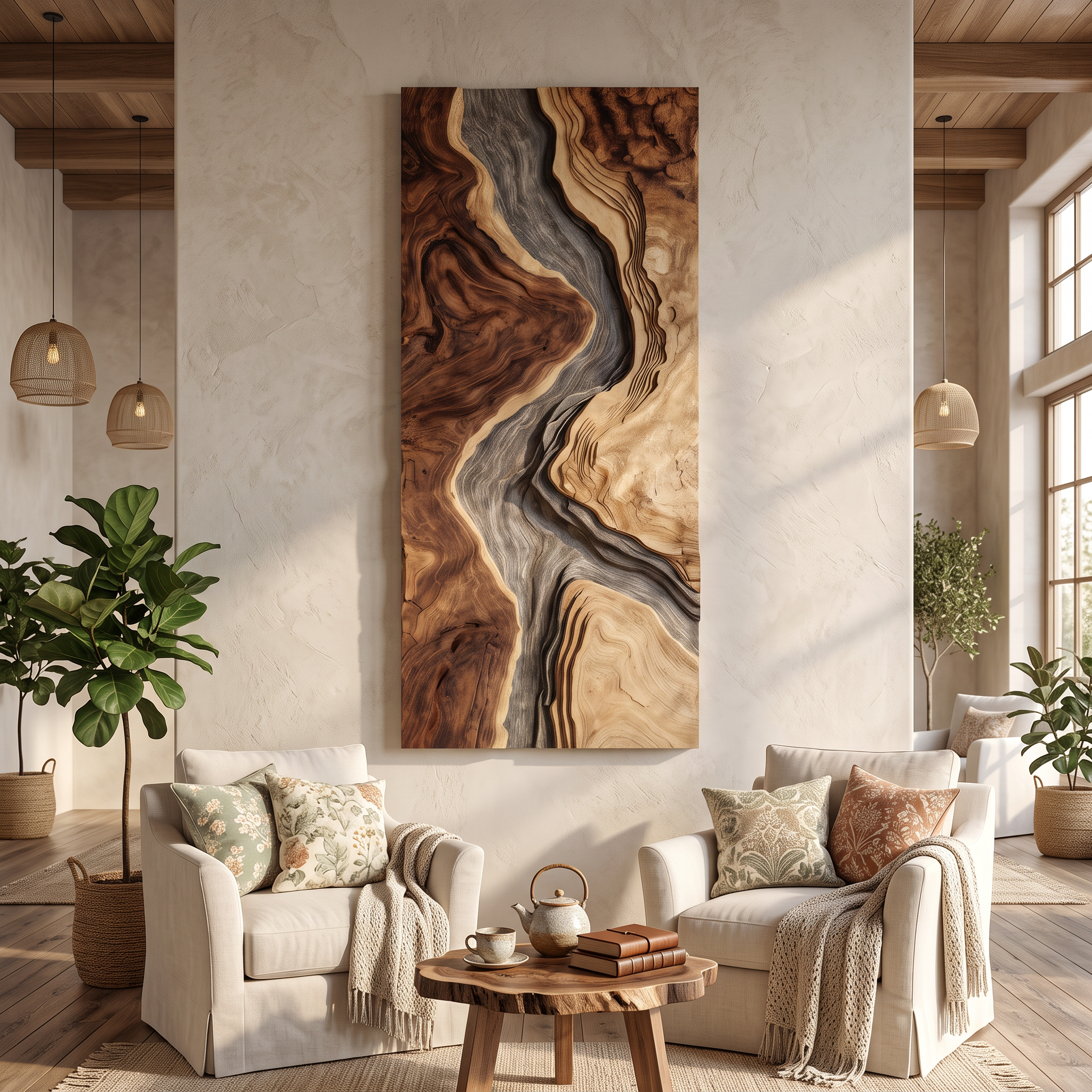 Handcrafted Wooden Wall Sculpture For Entryway Design SILDTTRWA043