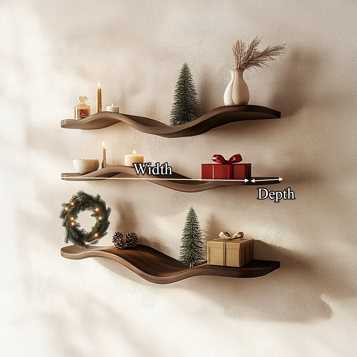 Mid Century Wave Shelf Holiday Decor Living Entryway SINLSAWV012